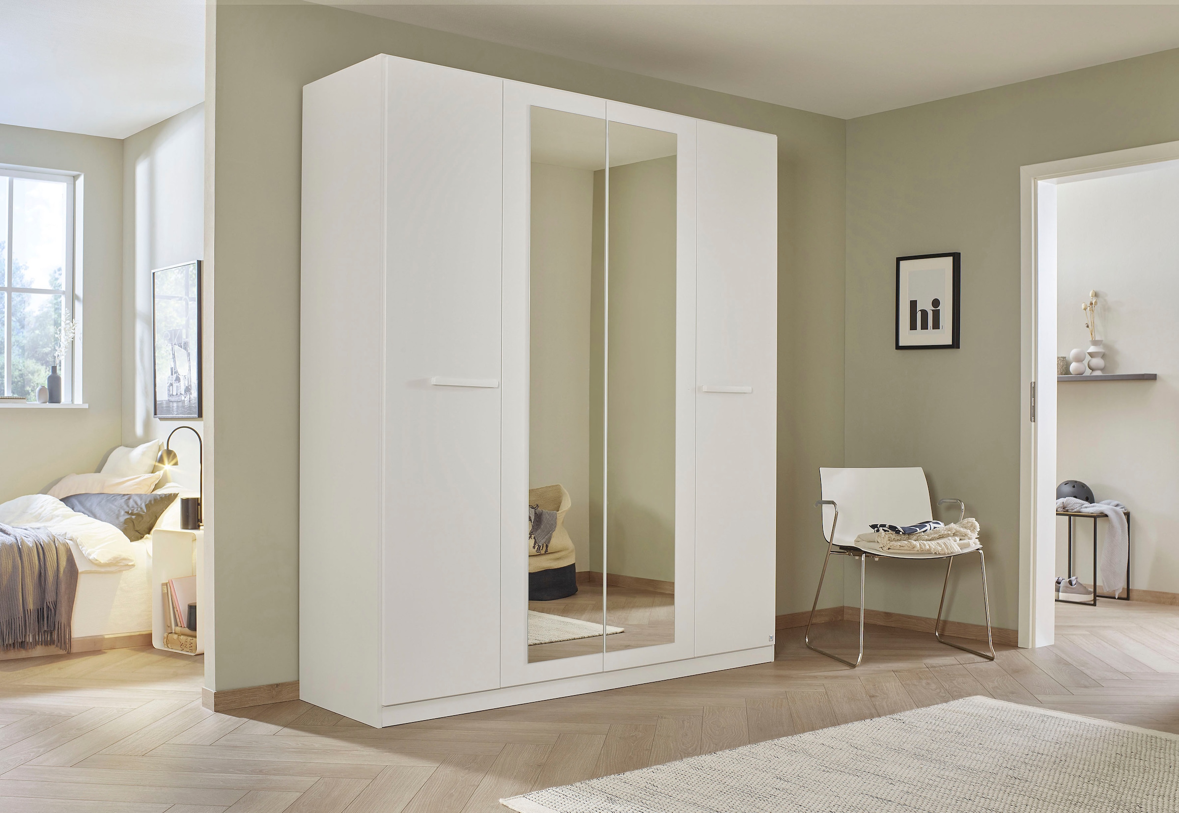 rauch Drehtürenschrank »Kleiderschrank Schrank Garderobe Garderobenschrank Stauraumwunder MODI«, optional mit Spiegel MADE IN GERMANY