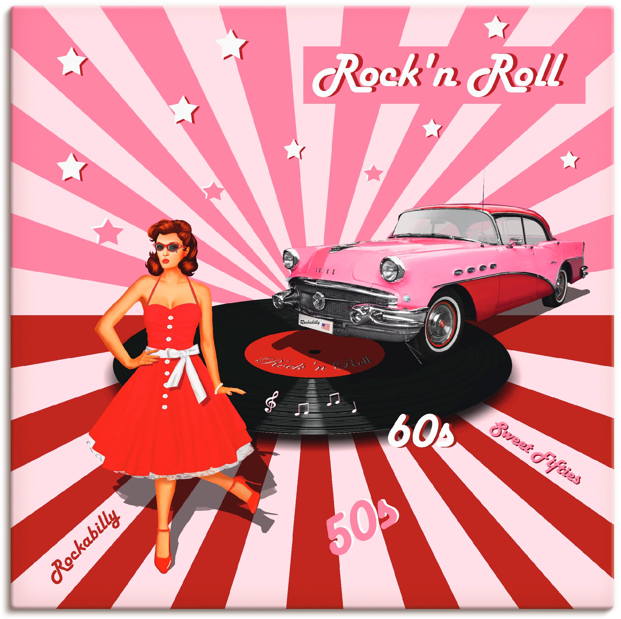 Artland "Rockn Roll die 50er Jahre" Auto 1 Stk. tlg. als Alubild, Leinwandb günstig online kaufen