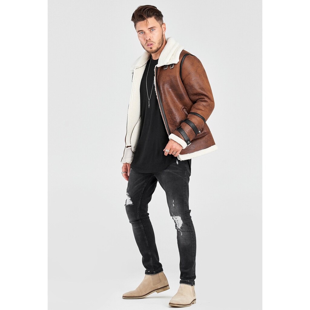 behype Lederimitatjacke »MJBJARNE«, mit modischem Kunstfellkragen