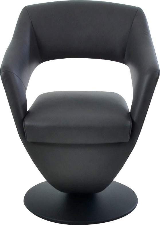 K+W Komfort & Wohnen "Kansas" () Design Leder-Drehsessel mit hohem Sitzkomfort, Drehteller in schwarz