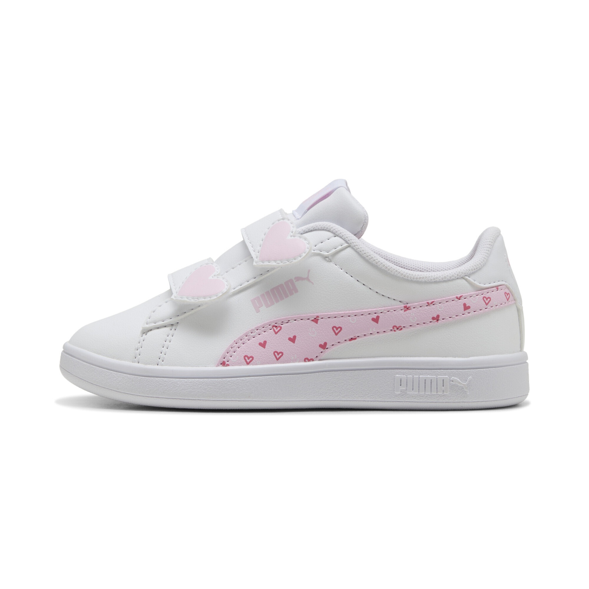 Sneaker PUMA "Smash 3.0 Hearty Sneakers Mädchen", Damen, Gr. 32, weiß pearl pink, Obermaterial: Textil, Synthetik; Futter: Textil; Innensohle: Textil; Laufsohle: Gummi, Schuhe Sneaker 2