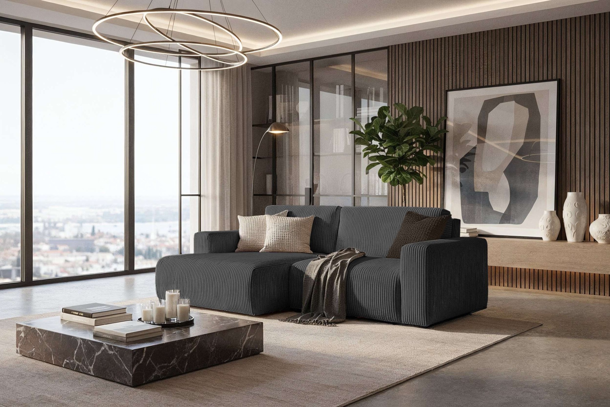 Home affaire Schlafsofa "Noord Schlafecksofa, Breite 250 cm" Cord, Struktur günstig online kaufen