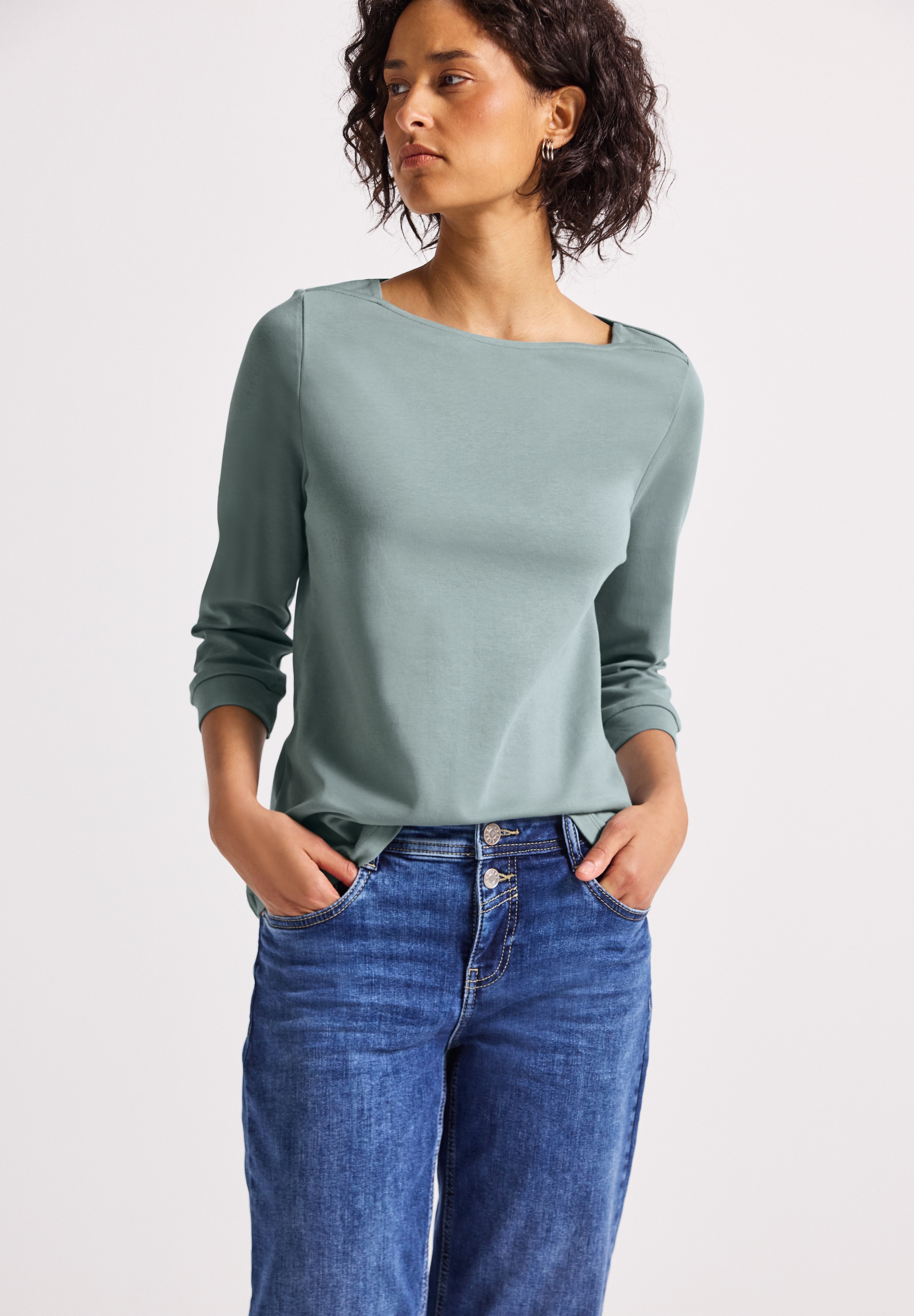 STREET ONE 3/4-Arm-Shirt, U-Boot-Ausschnitt und 3/4-Ärmel mit Bündchen günstig online kaufen