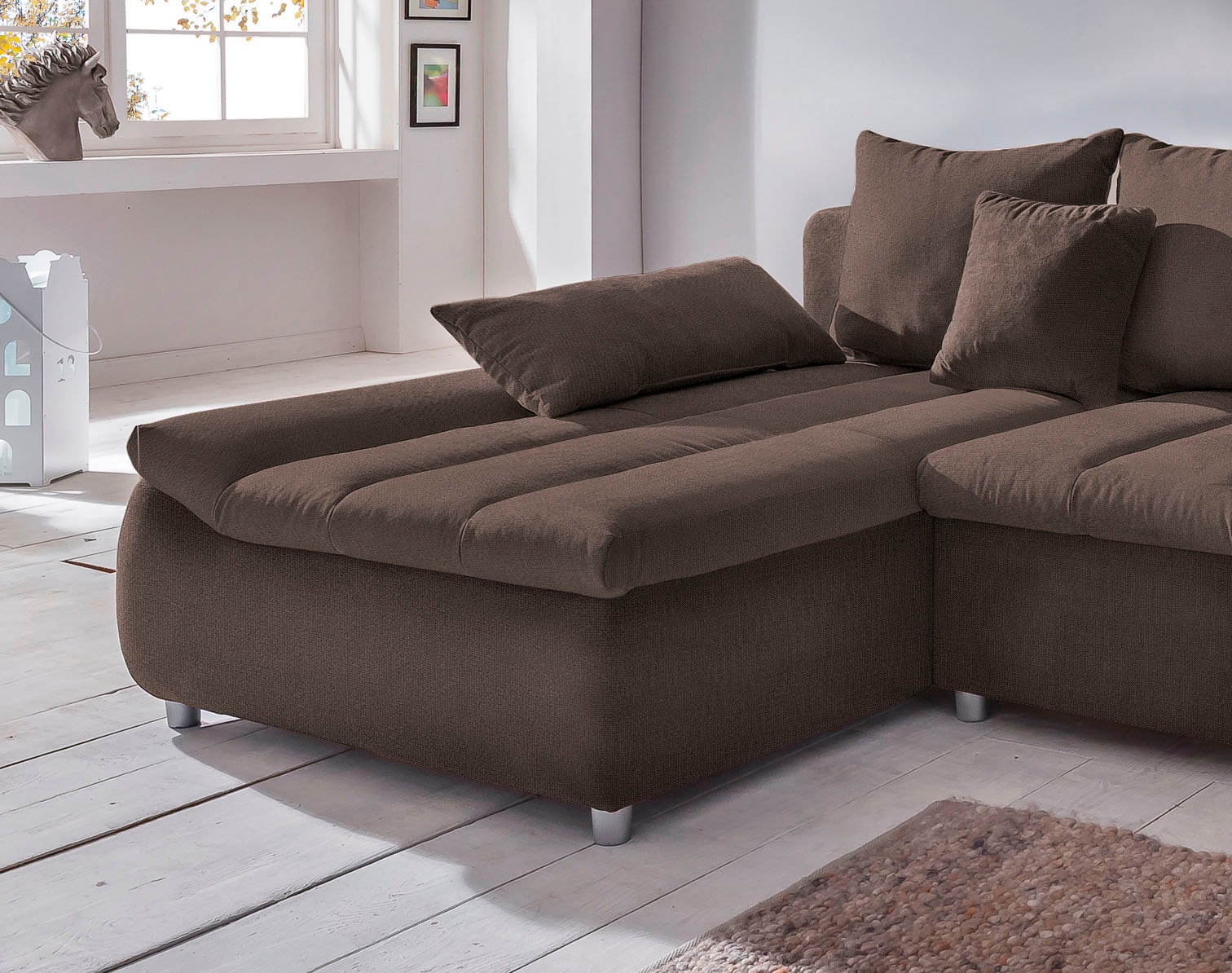 INOSIGN Ecksofa »Imola elegant und bequem, aktuelle Steppung im Sitz, L-Form«, wahlweise mit Bettfunktion, OTTOs Choice