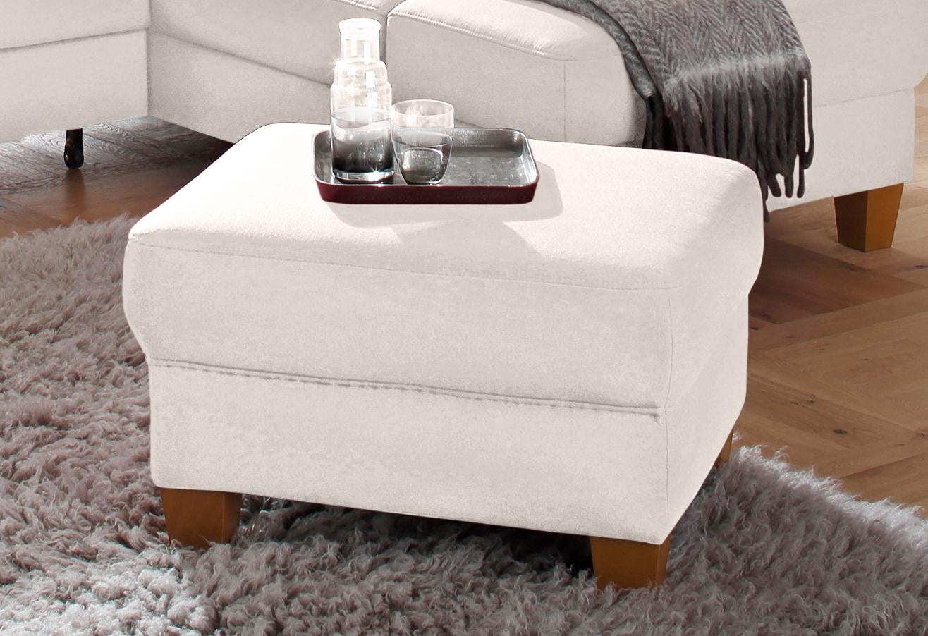 OTTO home Hocker "Texel" mit Federkern und Kontrastnaht, Füße Buche eichefarben
