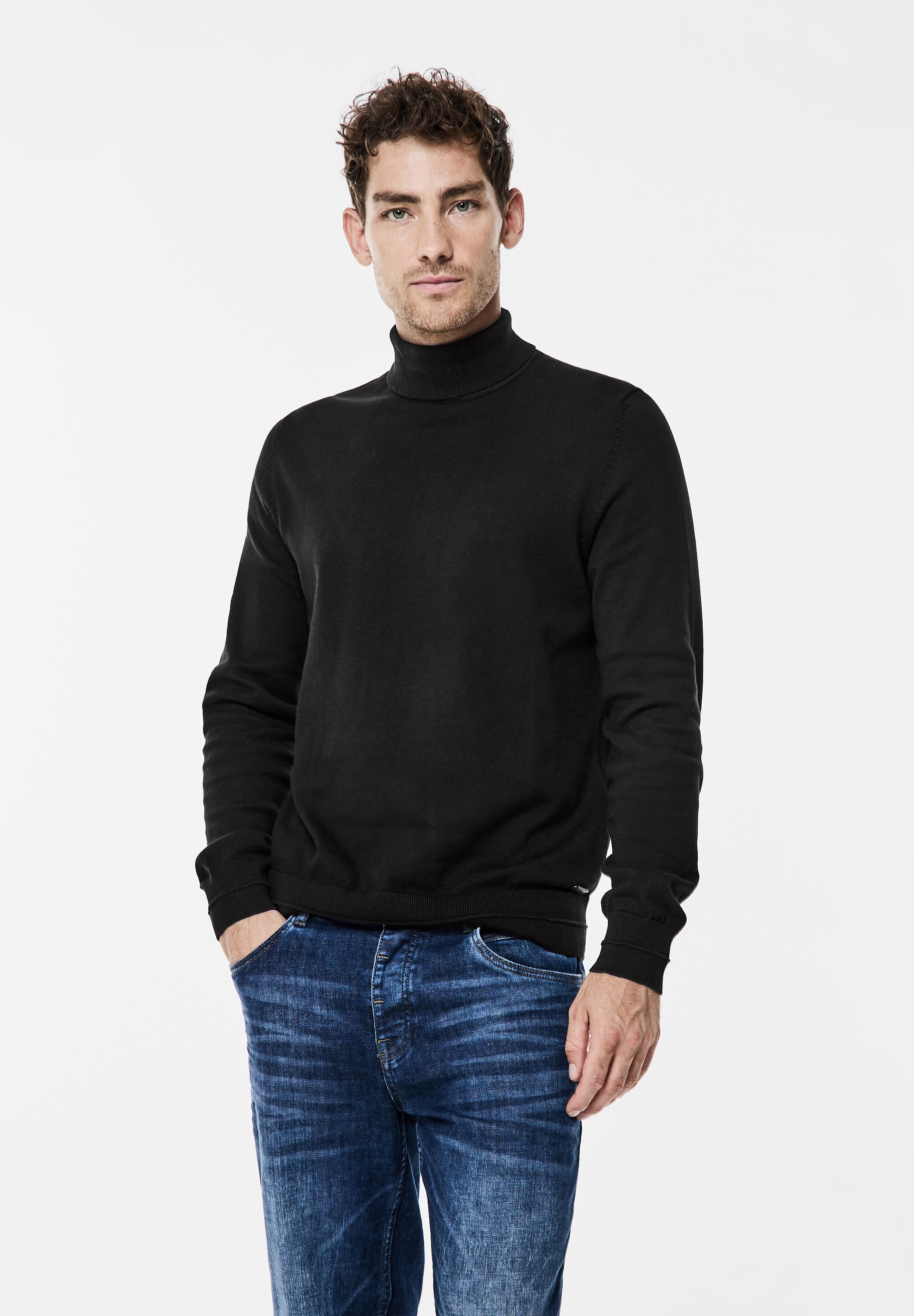 STREET ONE MEN Stehkragenpullover, in Melange Optik