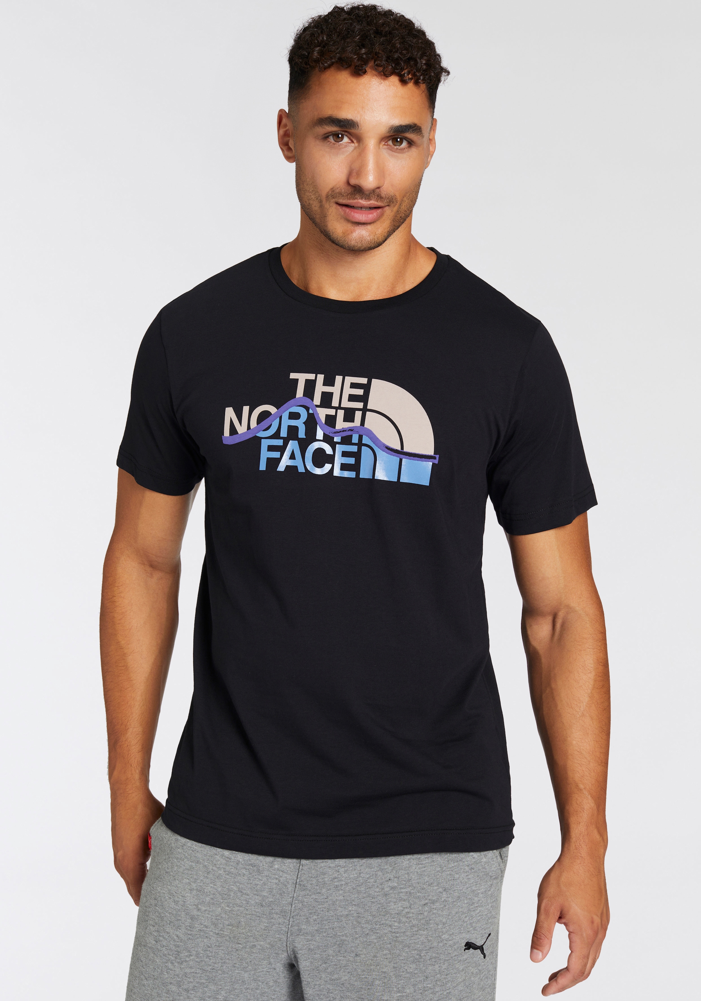 The North Face T-Shirt "M SS MOUNTAIN LINE TEE" mit Logodrucken, Kurzarm, aus Baumwolle