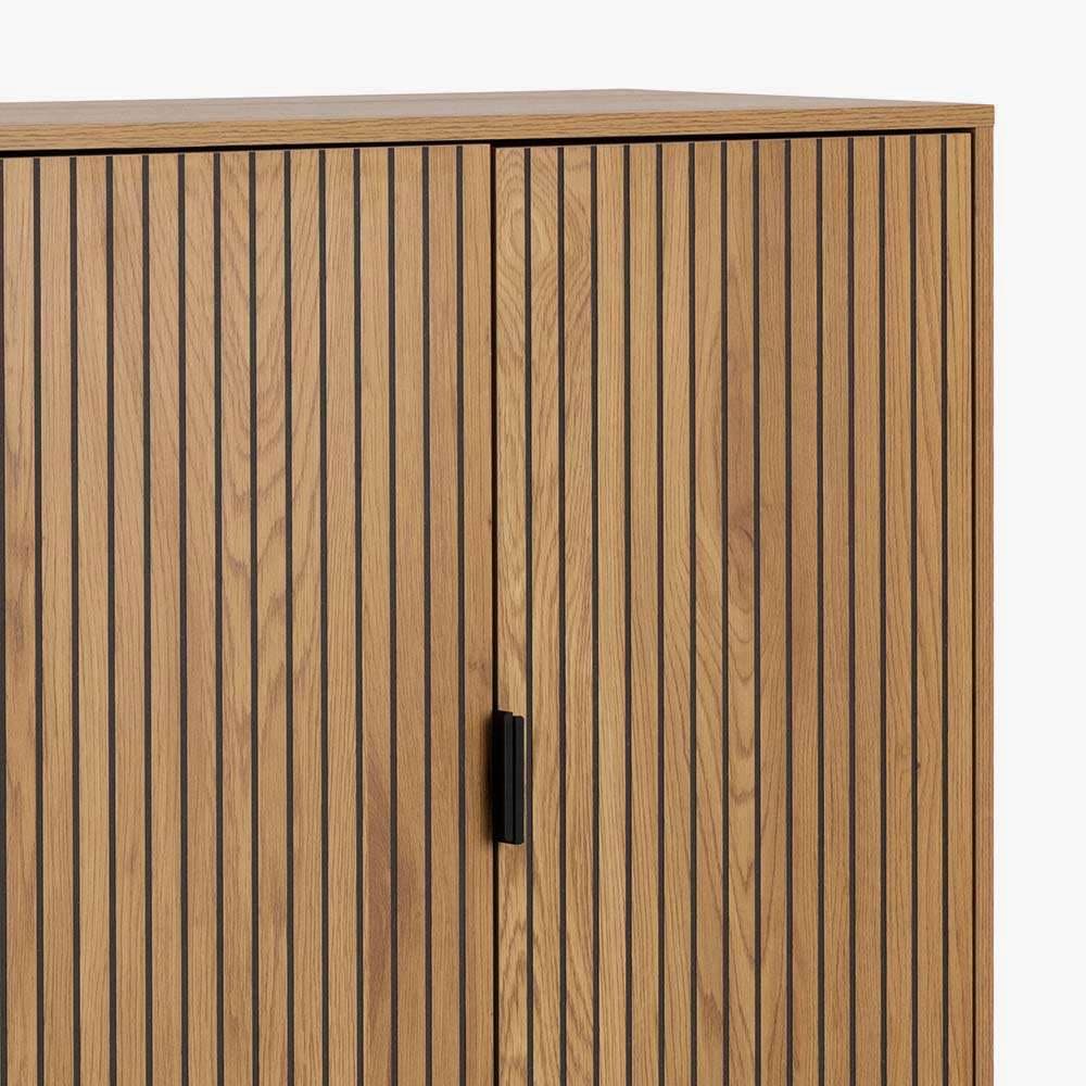 ACTONA GROUP Stauraumschrank »Jaipur Sideboard, Regal,«, Wildeiche-Optik, 2 Türen und 2 Einlegeböden, Lamellenfront