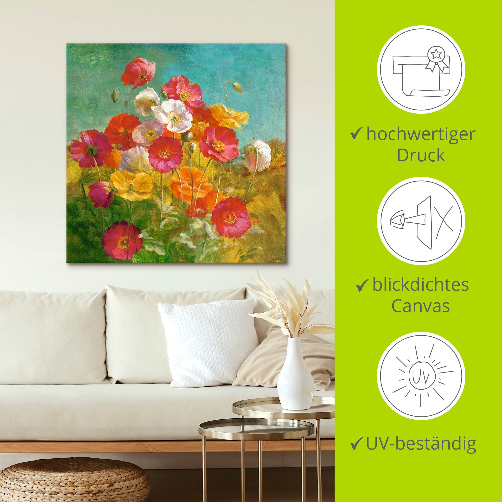 Artland Leinwandbild »Mohnblumenfeld«, Blumen, (1 St.), auf Keilrahmen gespannt