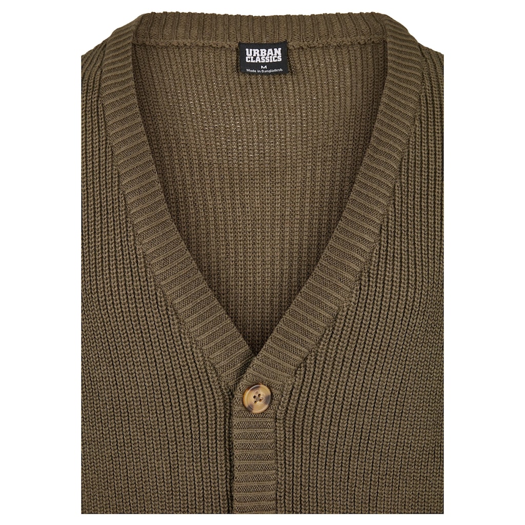 URBAN CLASSICS Strickfleecejacke »Urban Classics Herren Boxy Cardigan«, (1 St.), ohne Kapuze