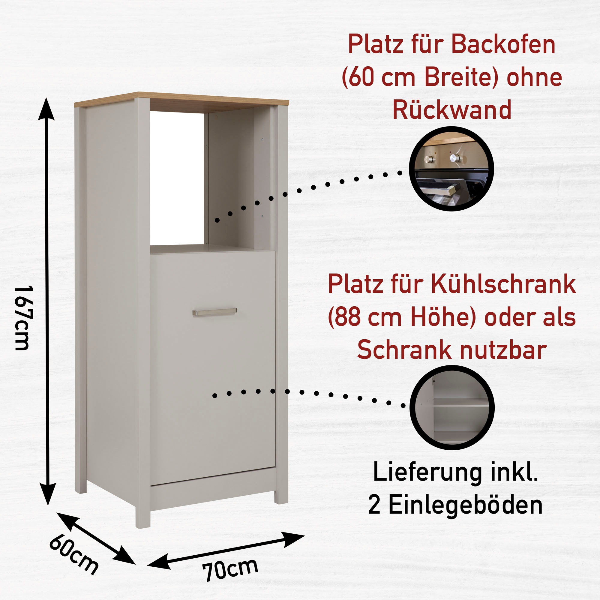 Inter Link Küchenzeile »Pienza, Einbauküche, Küchenblock, Küchenmodul, Kompaktküche« Ohne E-Geräte für Spülmaschine Kochfeld Backofen Kühlschrank B: 300 cm