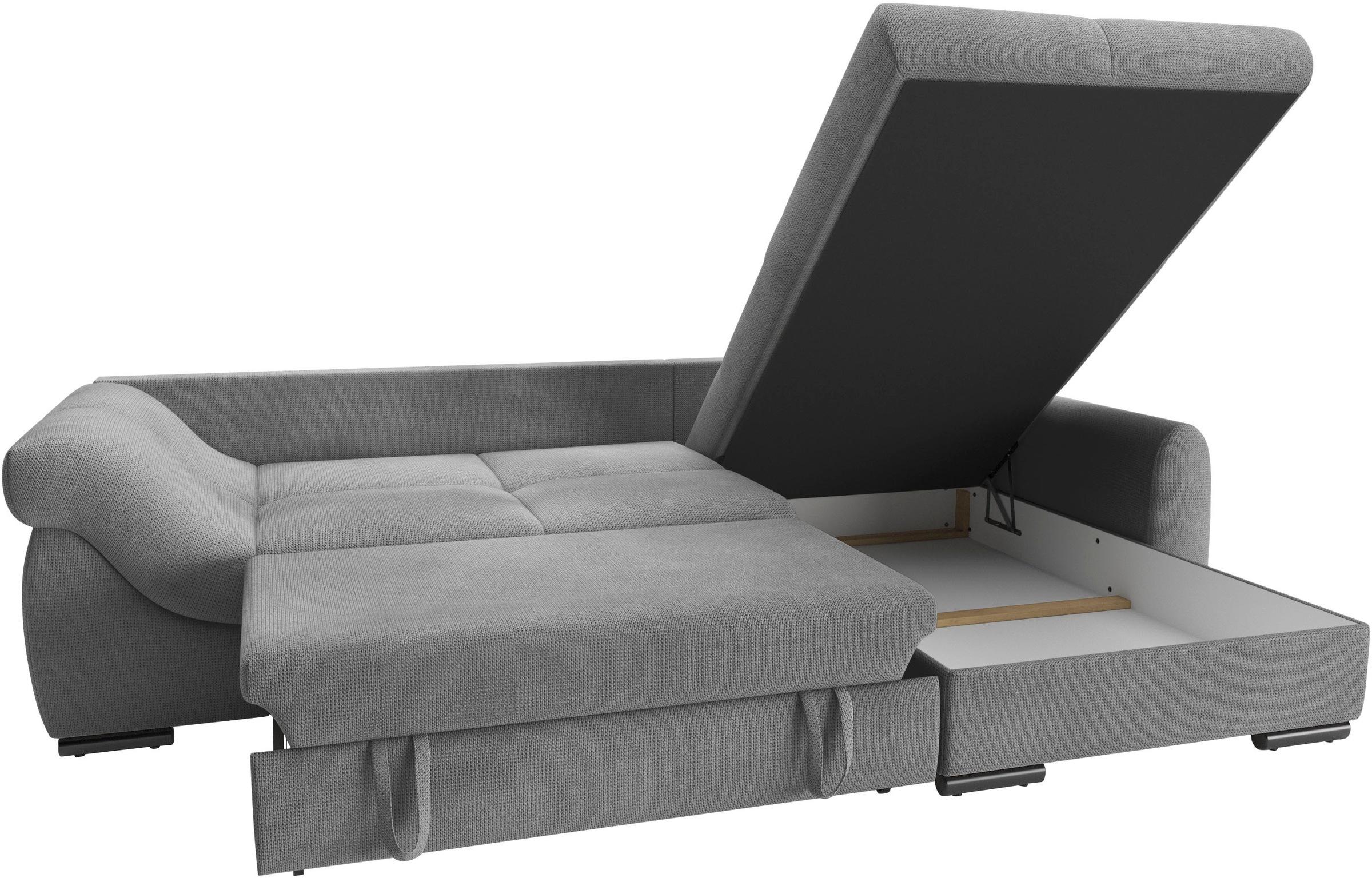 Mr. Couch Ecksofa »Livorno L-Form«, inkl. Hochschläfer-Bettauszug, XL-Bettkasten weiß beschichtet