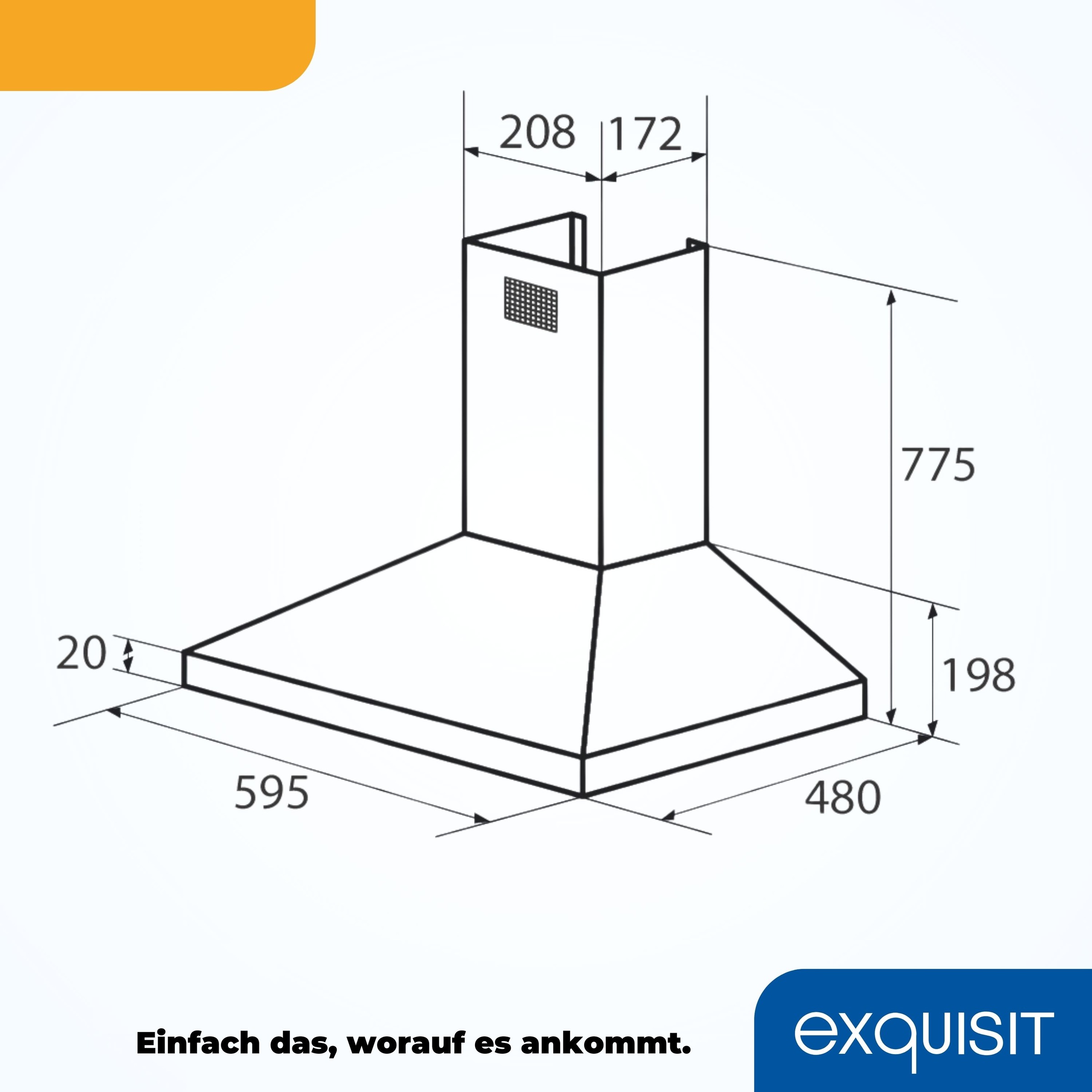 exquisit Wandhaube »KH 60-8.3 (sw)« Pyramidenförmige Haube – stilvoll & flexibel mit LED-Beleuchtung