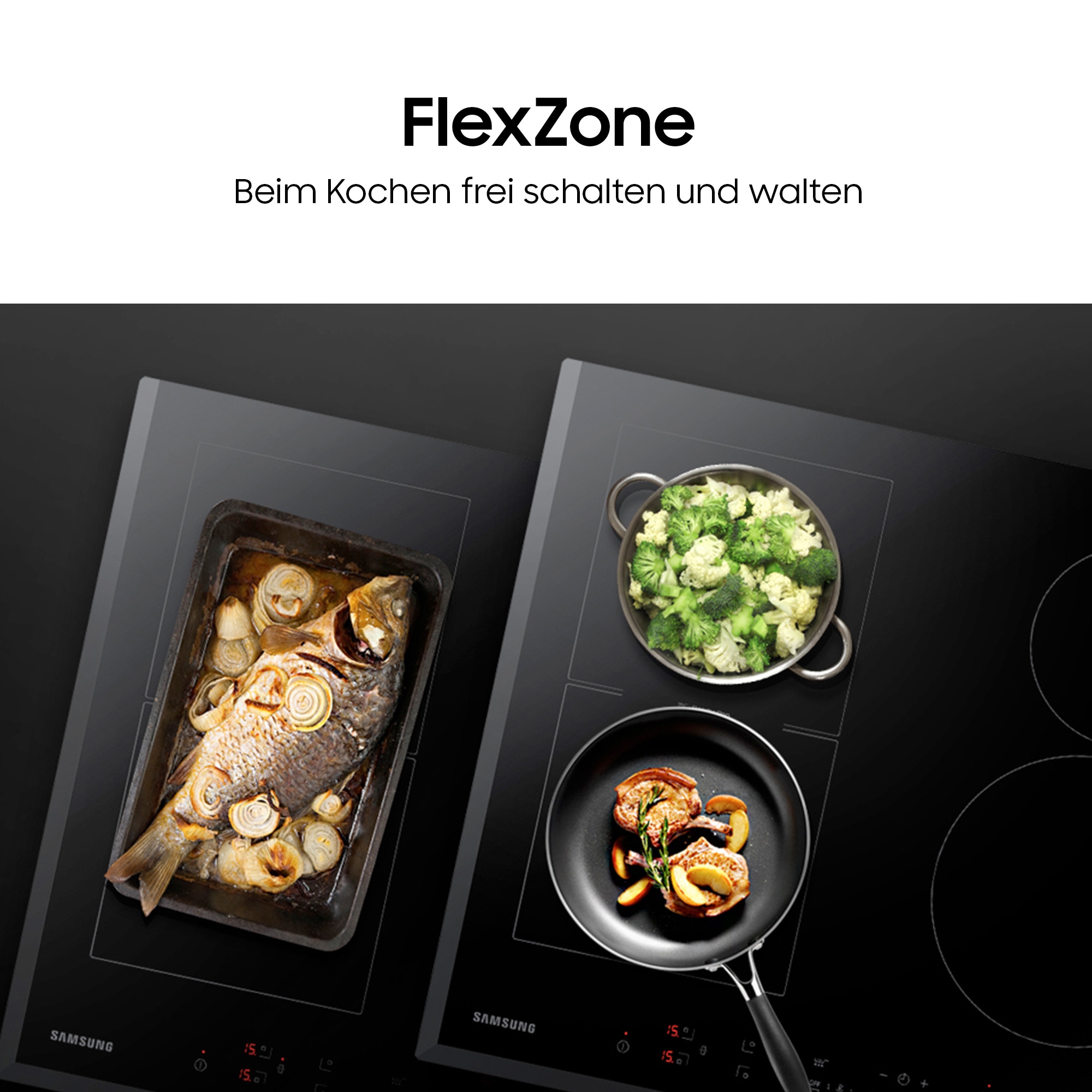 Samsung Flex-Induktions-Kochfeld »NZ64B5046JK/U1« Mehr Flexibilität und viel Platz deine Pfannen & Töpfe. Mit WiFi