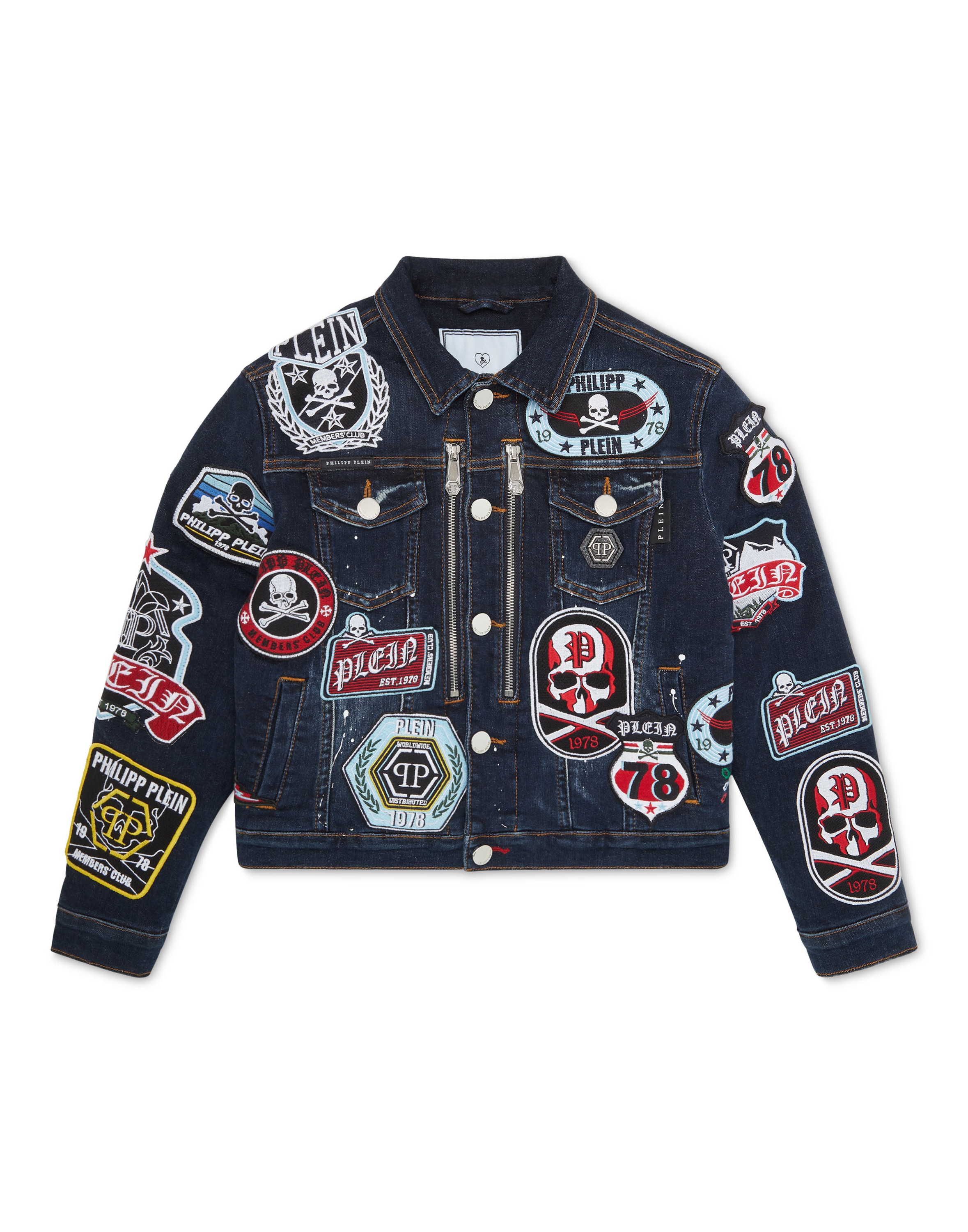 PHILIPP PLEIN Jungen Jeansjacke "Denim-Jacke"07ps, blausplash, Gr. 8, Obermaterial: 92% Baumwolle, 6% Elastomultiester, 2% Elasthan; Futter: 65%