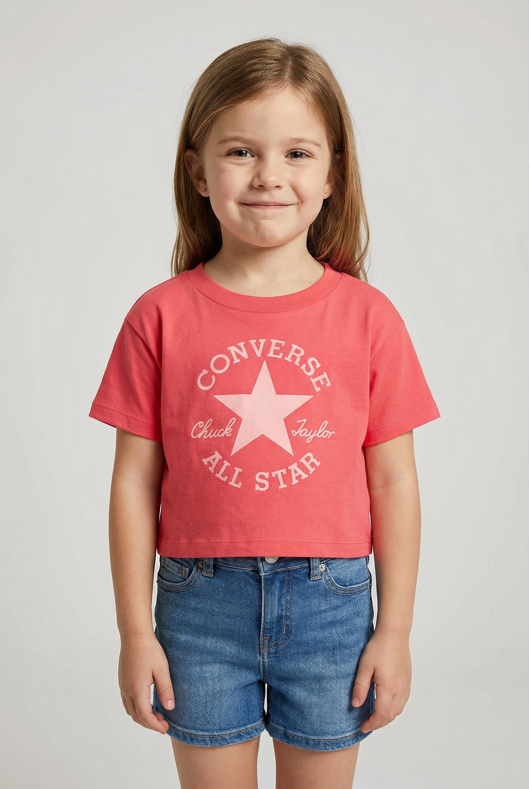 T-Shirt CONVERSE "CNVG S/S DISSECTED CTP T-SHIRT", Mädchen, Gr. 122 (7), cherry balm, Obermaterial: 60% Baumwolle, 40% Polyester, Rundhals, Shirts T-Shirt, für Kinder, sportlicher Stil, Kurzarmdesign, Rundhalsausschnitt