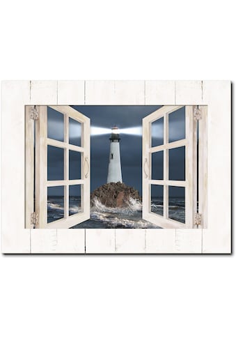 Artland Wandbild »Fensterblick Leuchtturm mit Lichtstrahl«, Gebäude, (1 St.) kaufen