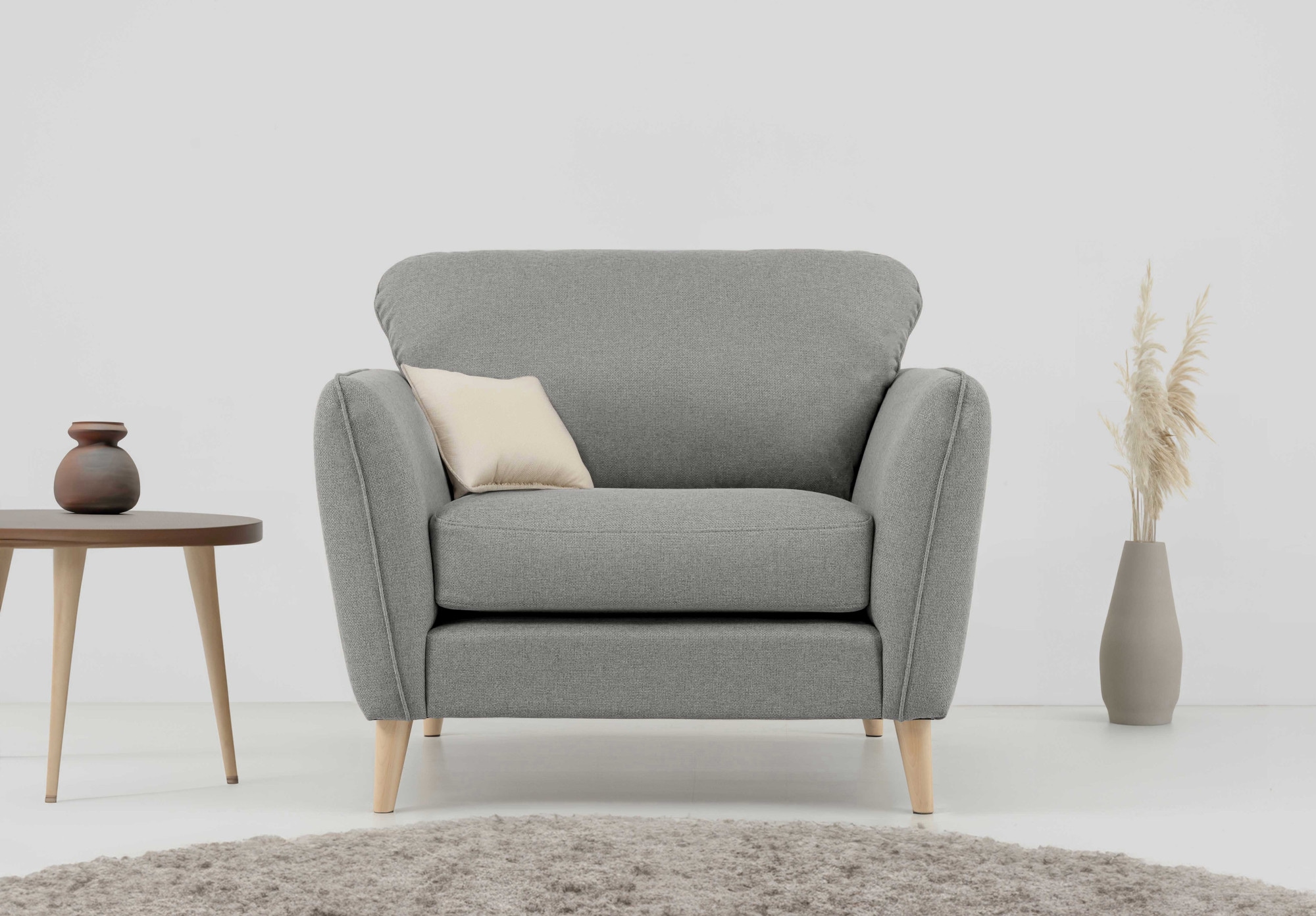 OTTO home Sessel "MARSEILLE" Massivholzbeine Eiche, Landhausstil, Wellenunterfederung
