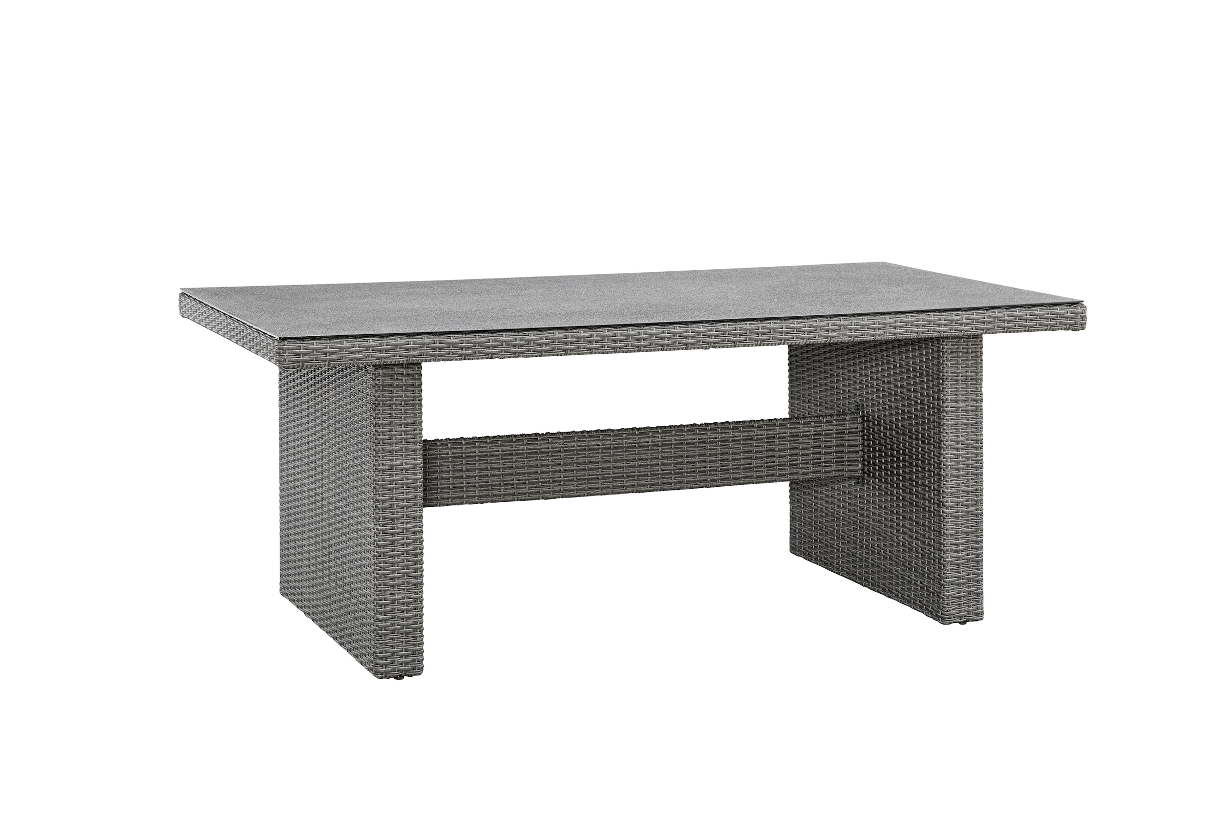 KONIFERA Garten-Essgruppe »Brisbane«, (Set, 13 tlg., 6 Sessel, Rückenlehne verstellbar, inkl. Auflagen, Tisch 92x192x74 cm,), Aluminium/Polyrattan, Tischplatte aus Stone-Spray-Glas in Steinoptik