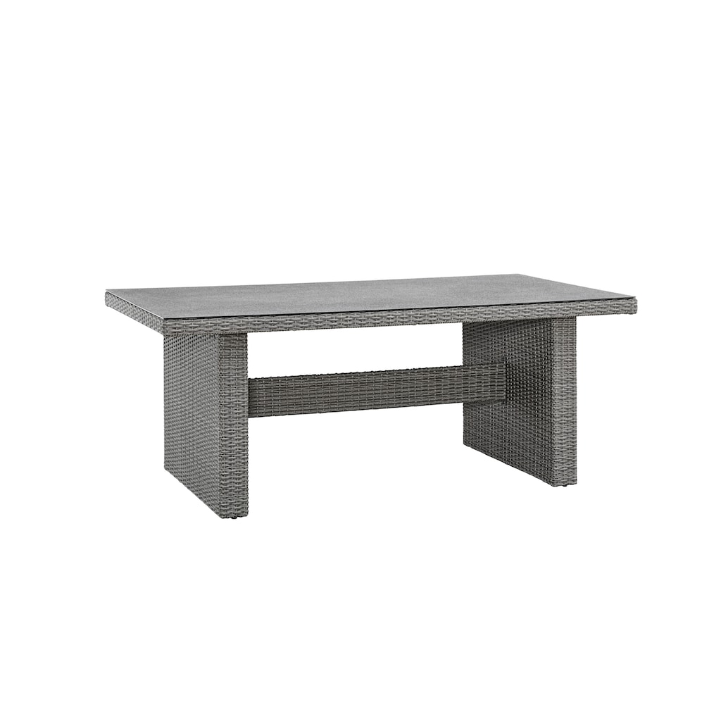 KONIFERA Garten-Essgruppe »Brisbane«, (Set, 13 tlg., 6 Sessel, Rückenlehne verstellbar, inkl. Auflagen, Tisch 92x192x74 cm,), Aluminium/Polyrattan, Tischplatte aus Stone-Spray-Glas in Steinoptik