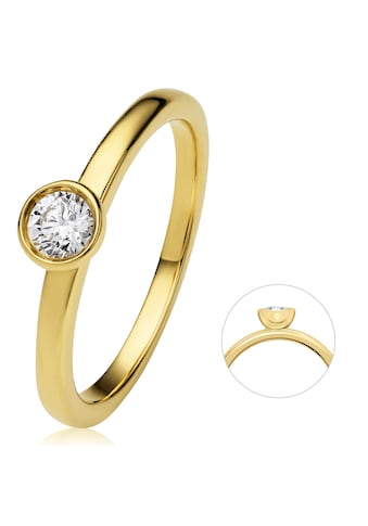 Diamantring »0.25 ct Diamant Brillant Zarge Ring aus 750 Gelbgold«