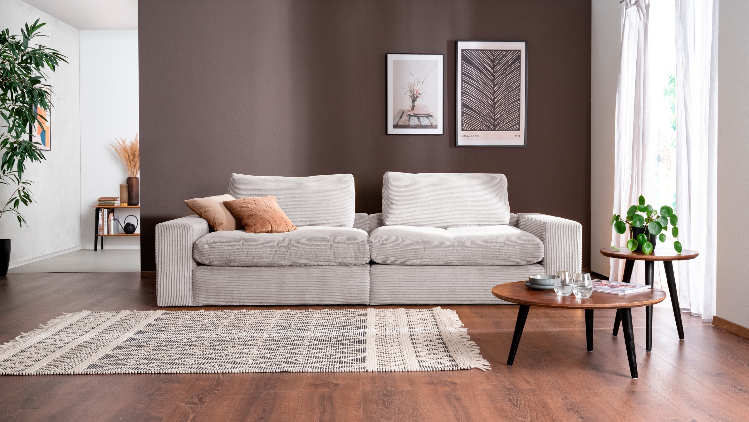 alina Big-Sofa "Sandy", 266 cm breit und 123 cm tief, in modernem Cordstoff günstig online kaufen