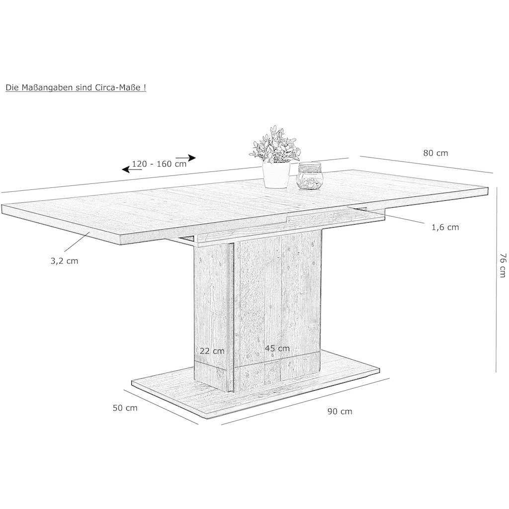 HELA Essgruppe »Ariana«, (Set, 7 tlg., 1 Tisch / 6 Stühle), ausziehbar 120 -160 cm, Bezug Struktur waterfree oder Webstoff