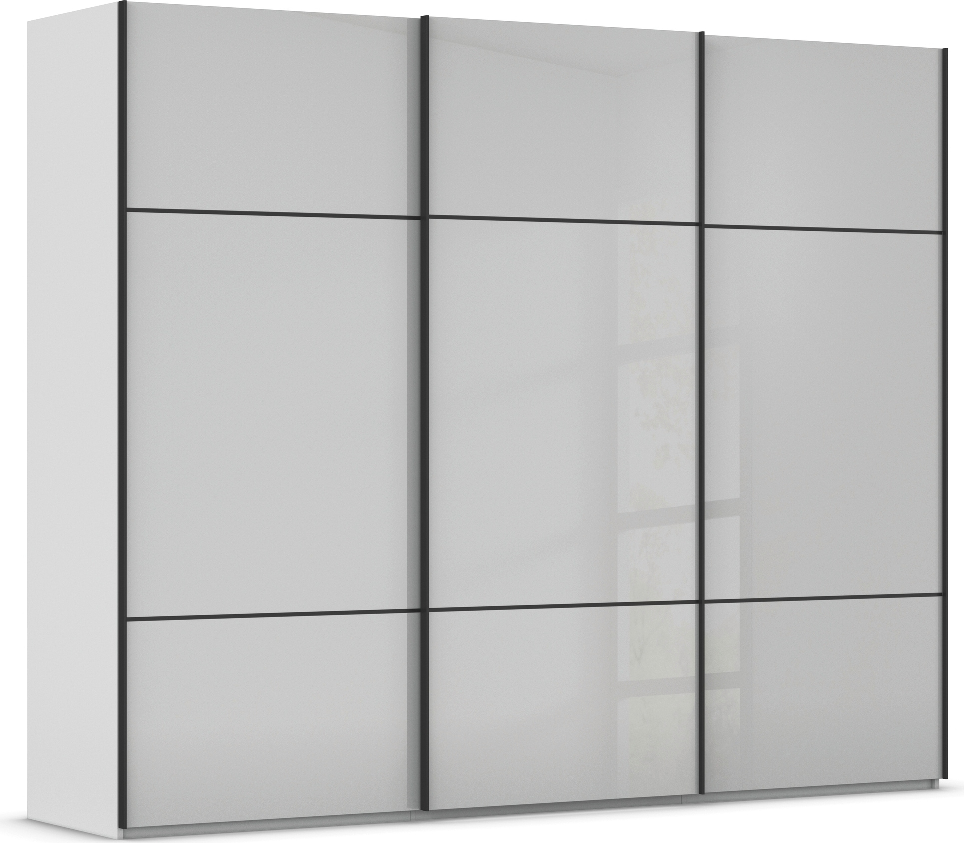 rauch "Kleiderschrank Schrank Garderobe Schlafzimmerschrank SCALE-TRIO" edle dreigeteilte Front mit 2 Zierleisten Glasfront MADE IN GERMANY