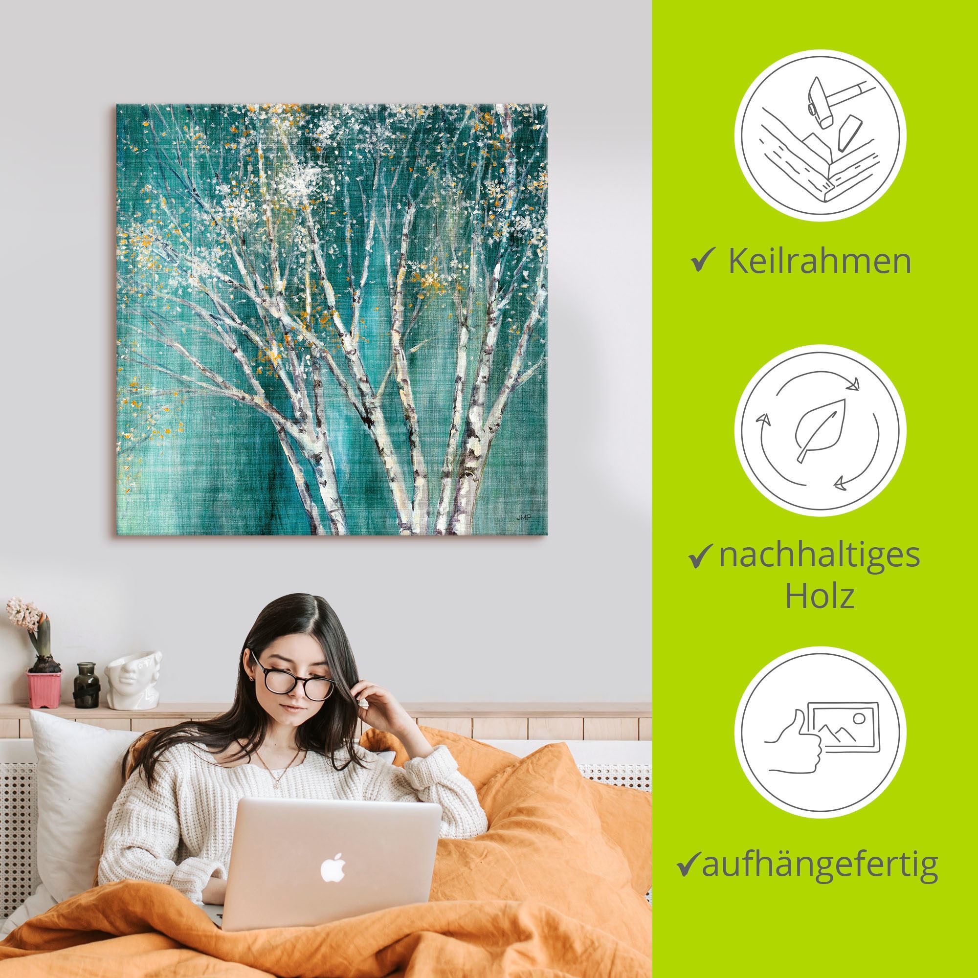Artland Wandbild »Blaue Birke«, Bäume, (1 St.), als Leinwandbild, Poster, Wandaufkleber in verschied. Größen