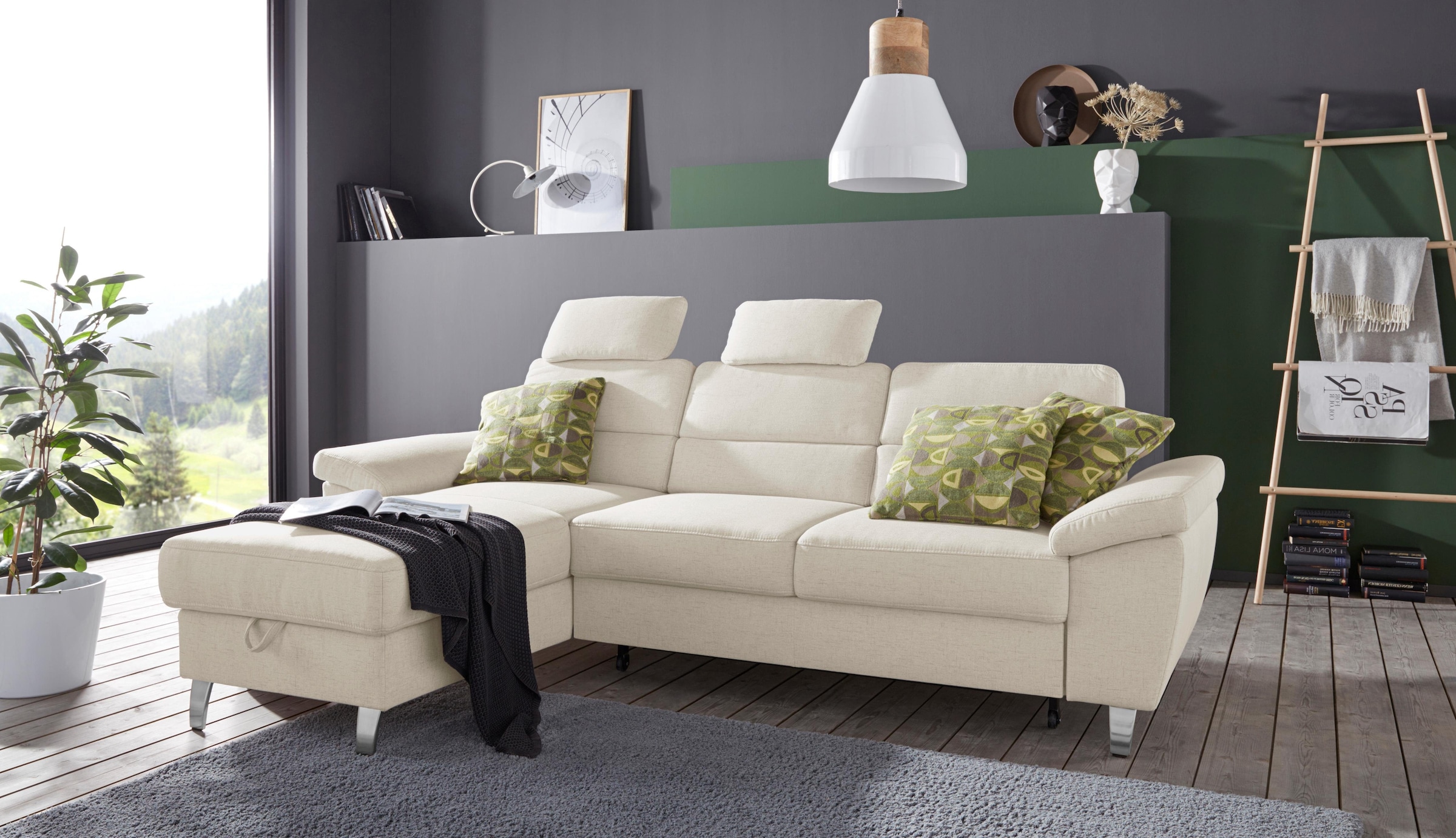 sit&more Ecksofa »Sorano L-Form«, wahlweise mit Bettfunktion und Bettkasten