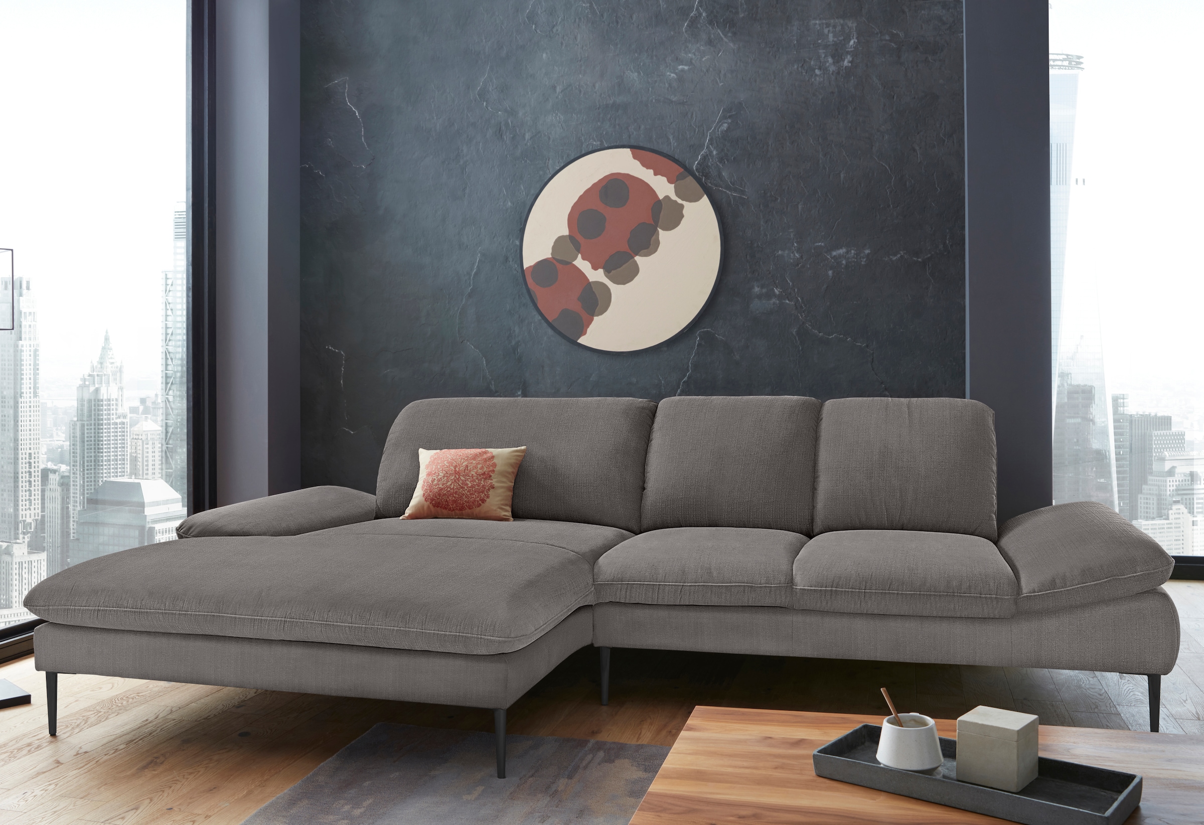 W.SCHILLIG Ecksofa "enjoy&MORE, Designsofa, elegant und bequem, L-Form" Sitztiefenverstellung, Füße schwarz pulverbeschichtet, Breite 310 cm