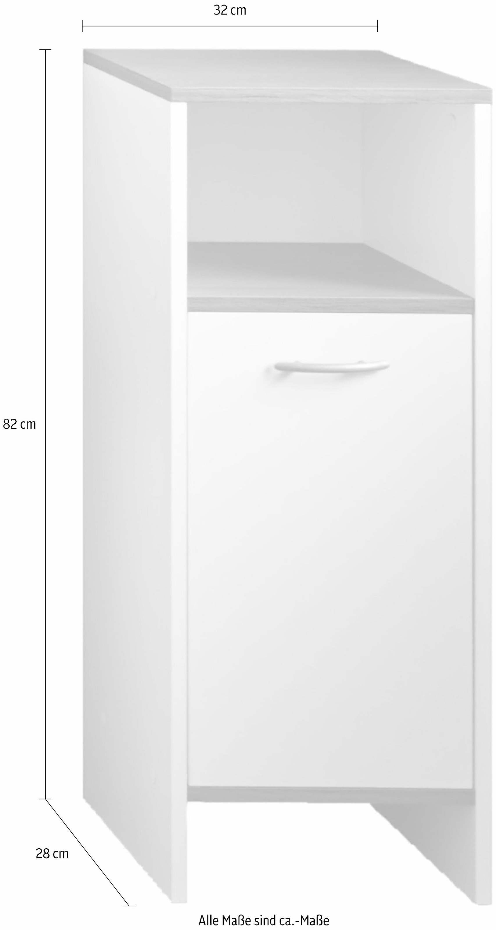 welltime Unterschrank »Sanremo«, Badkommode mit offenem Fach in Weiß/Rauchsilber - (B/T/H) 32/28/82 cm
