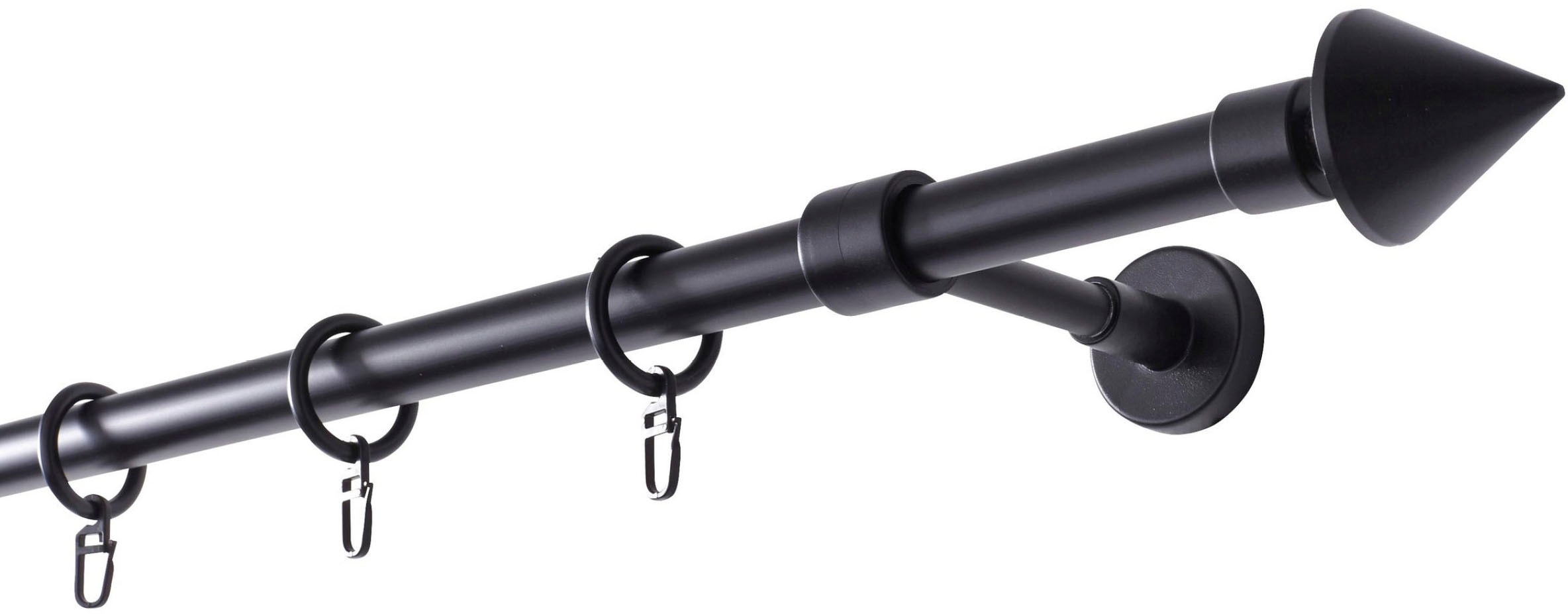 GARESA Gardinenstange "BASE" Ø 20 mm 1 läufig-läufig Wunschmaßlänge Vorhanggarnitur, Kunststoff, verlängerbar, Spitze, mit Ringe