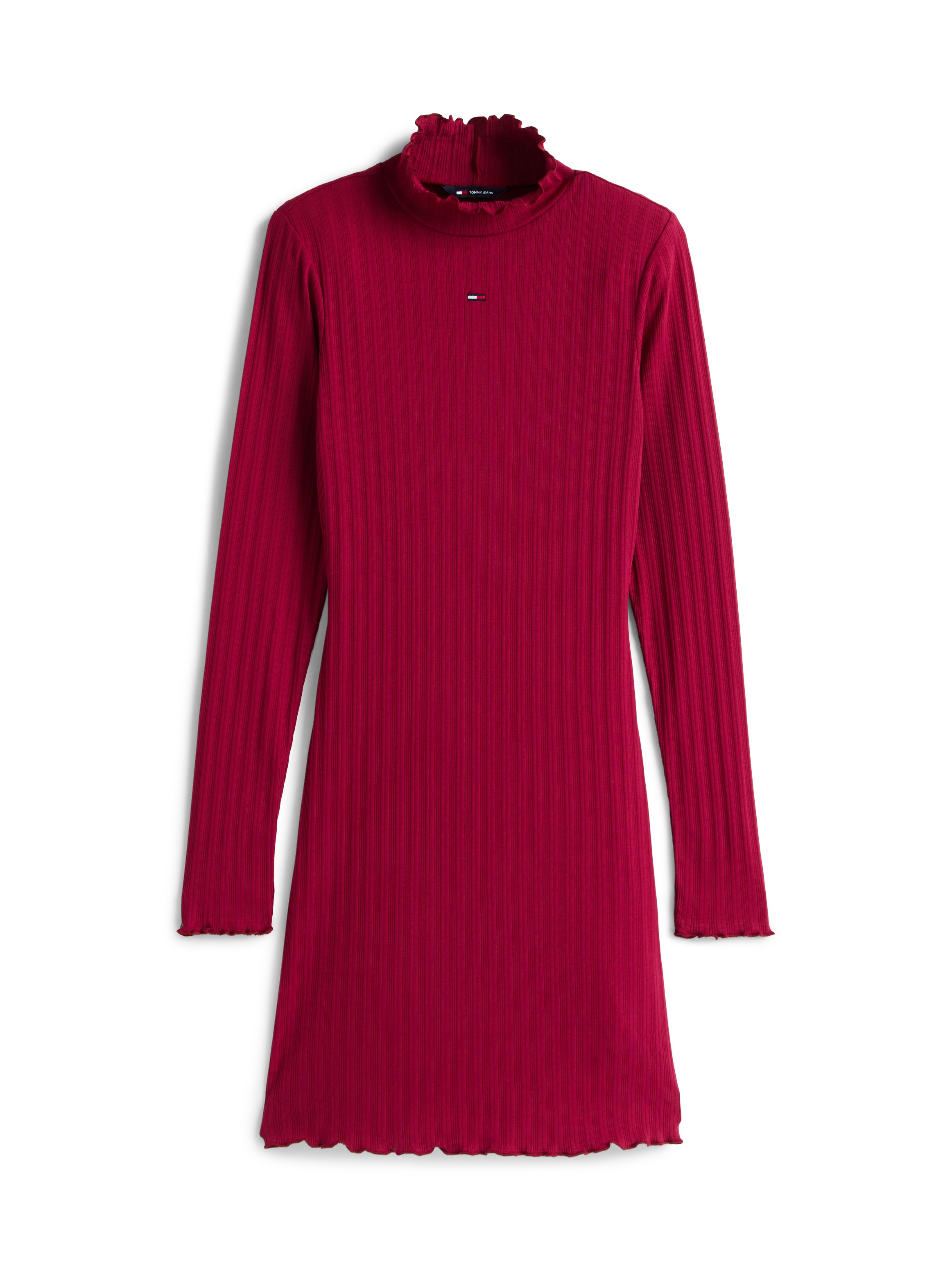 Tommy Jeans TJW F&F Rib Lettuce Edge Dress Cerise M 3