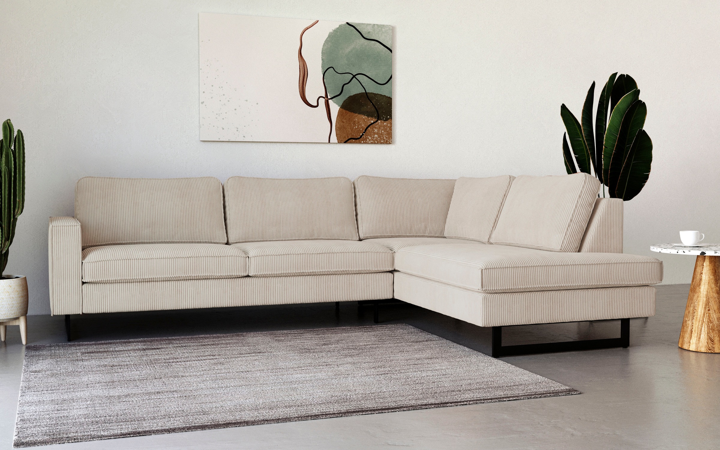 Places of Style Ecksofa "Pinto, 290 cm, Cord, Chenille, Lederoptik, Ottoman günstig online kaufen