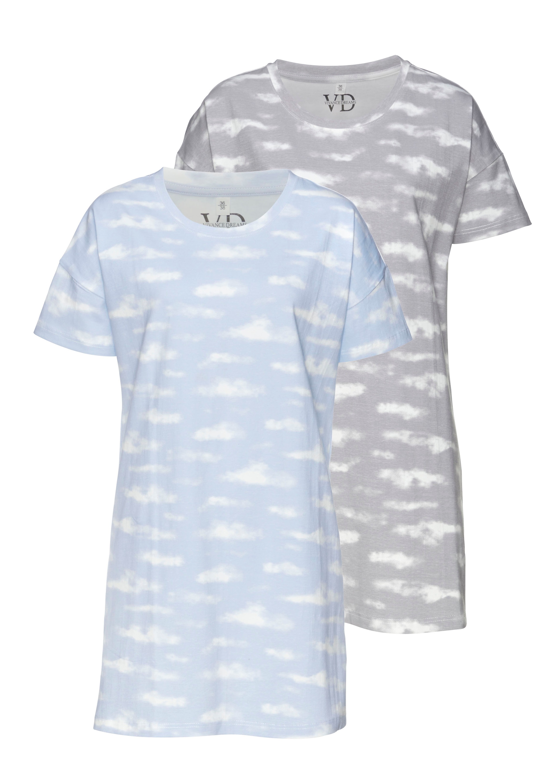 Vivance Dreams Sleepshirt, (2er-Pack), mit Wolkenmotiv günstig online kaufen