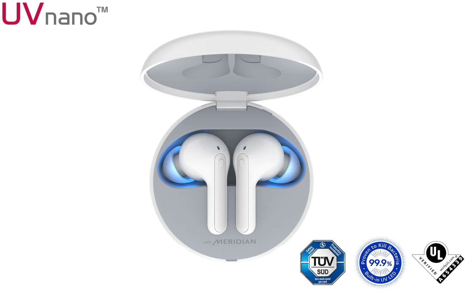 LG In-Ear-Kopfhörer »TONE Free FN7«, Bluetooth, Active Noise Cancelling (ANC)-Echo Noise Cancellation (ENC)-UV-Reinigung-LED Ladestandsanzeige-Sprachsteuerung-Rauschunterdrückung-kompatibel mit Siri