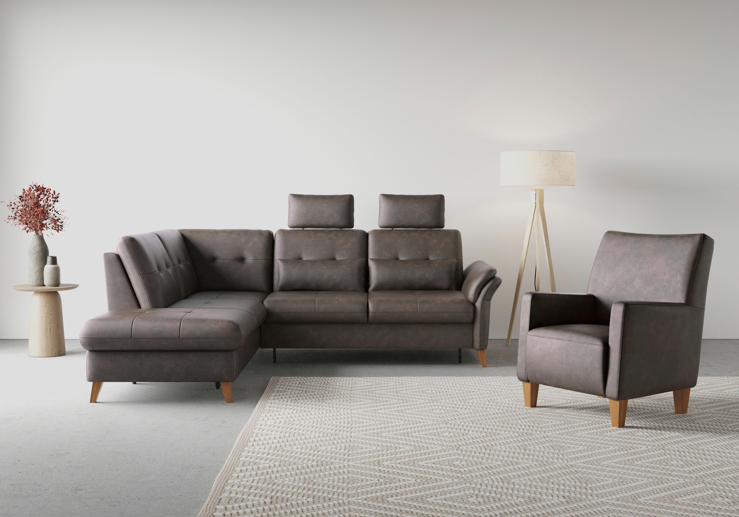 sit&more Ecksofa "Göteborg", inkl. Sitztiefenverstellung, wahlweise mit Bet günstig online kaufen