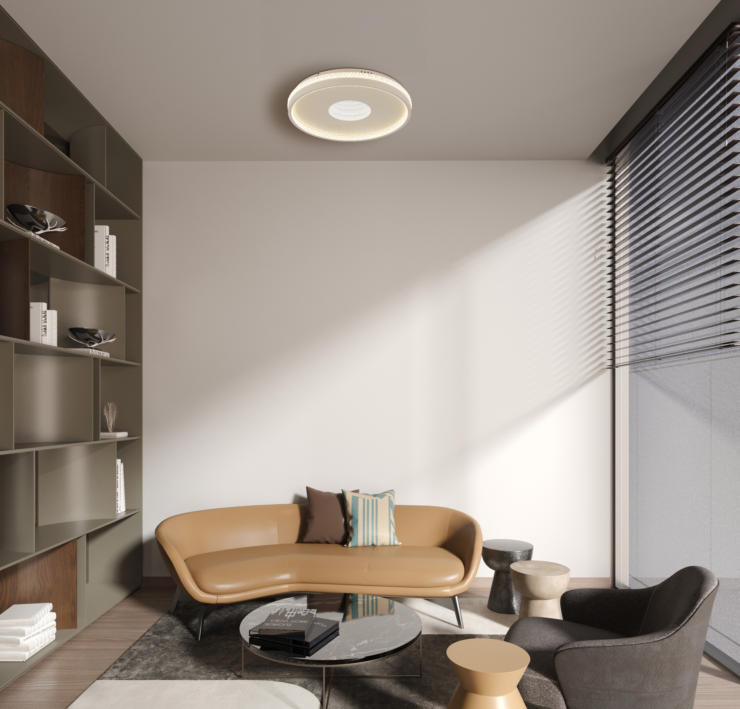 GLOBO LIGHTING Deckenleuchte »SHIRLEY« LED-Modul 1 Stk. Deckenleuchte Sand, LED dimmbar, 3D-Kristalle, Fernbedienung