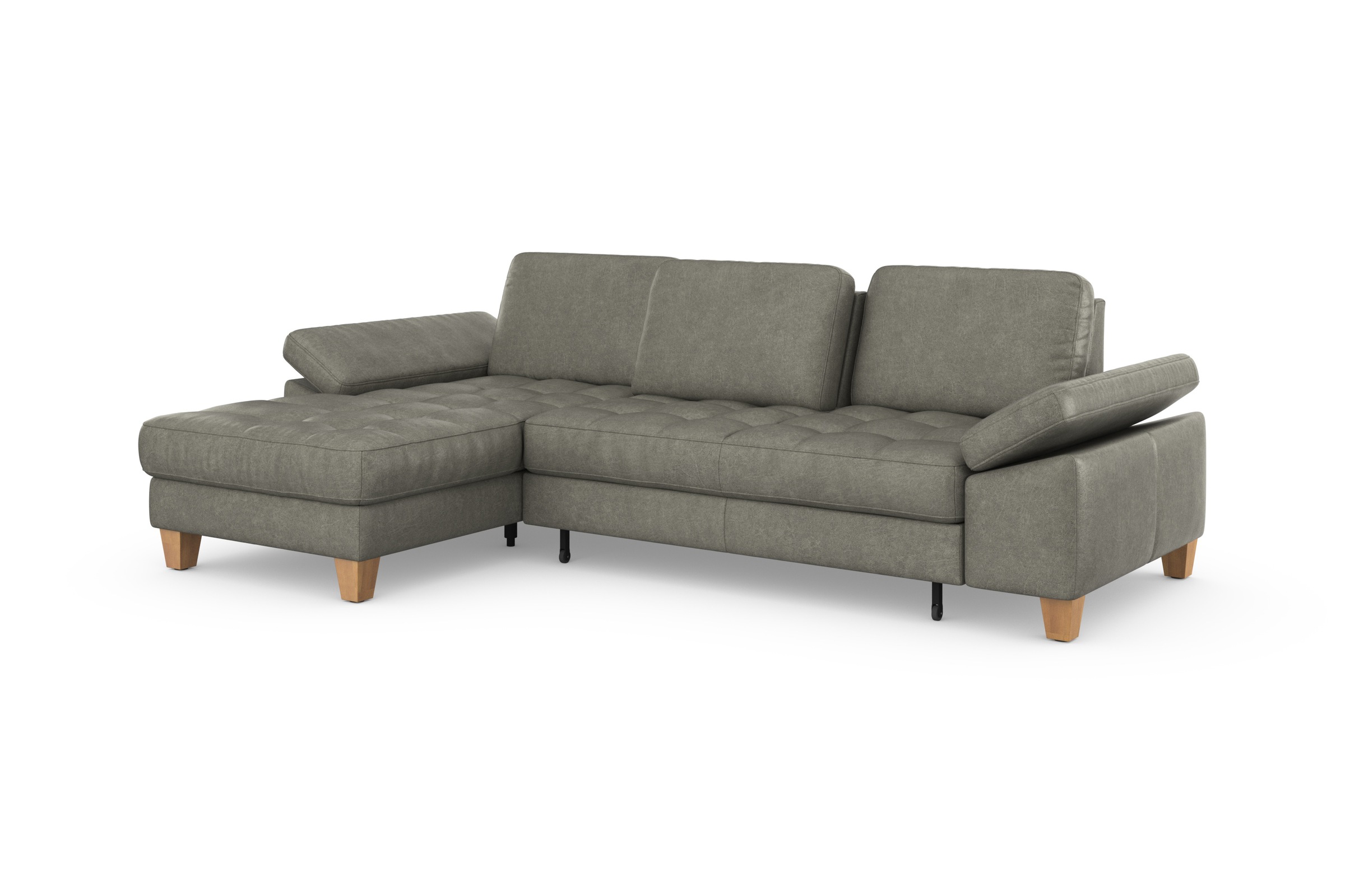 sit&more Ecksofa »Westham L-Form«, mit Recamiere, mit oder ohne Bettfunktion, Bettkasten, Füße Eiche
