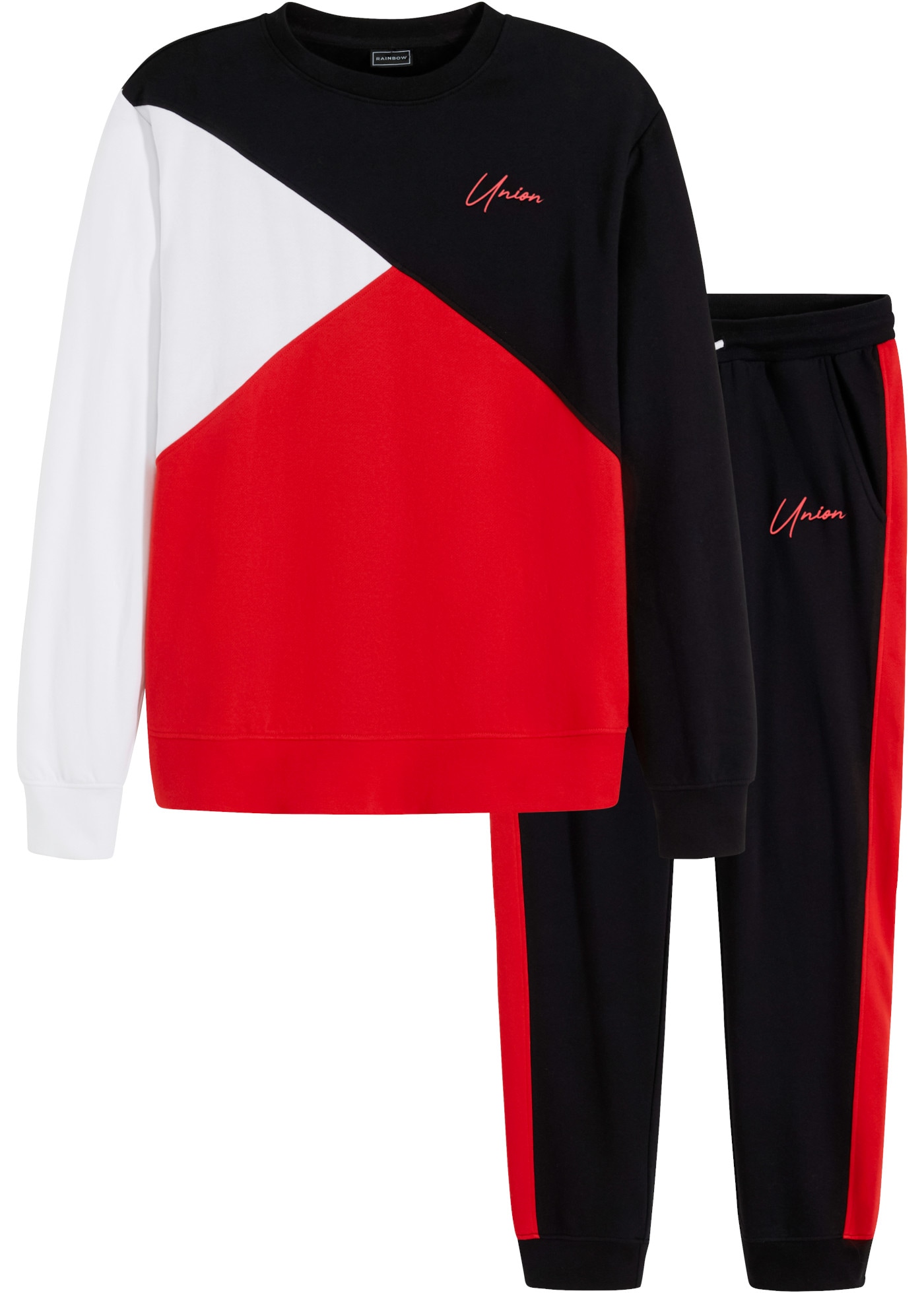 bonprix Jogginganzug mit Rundhals-Sweatshirt und Jogginghose, innen weich angeraut