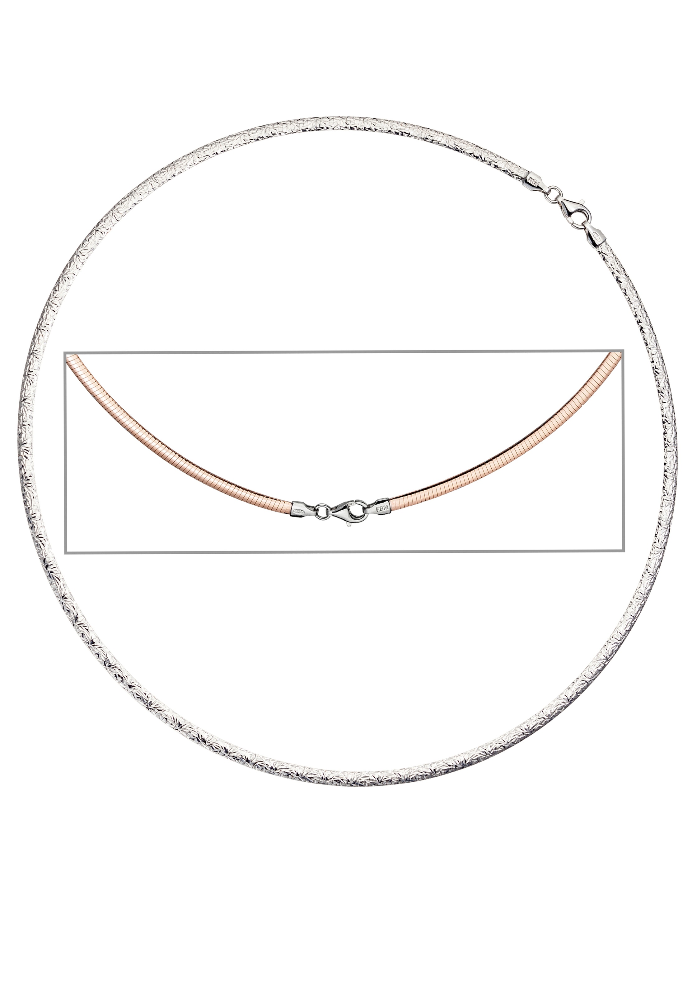 Halsreif »Halskette«, 925 Silber roségold vergoldet 45 cm