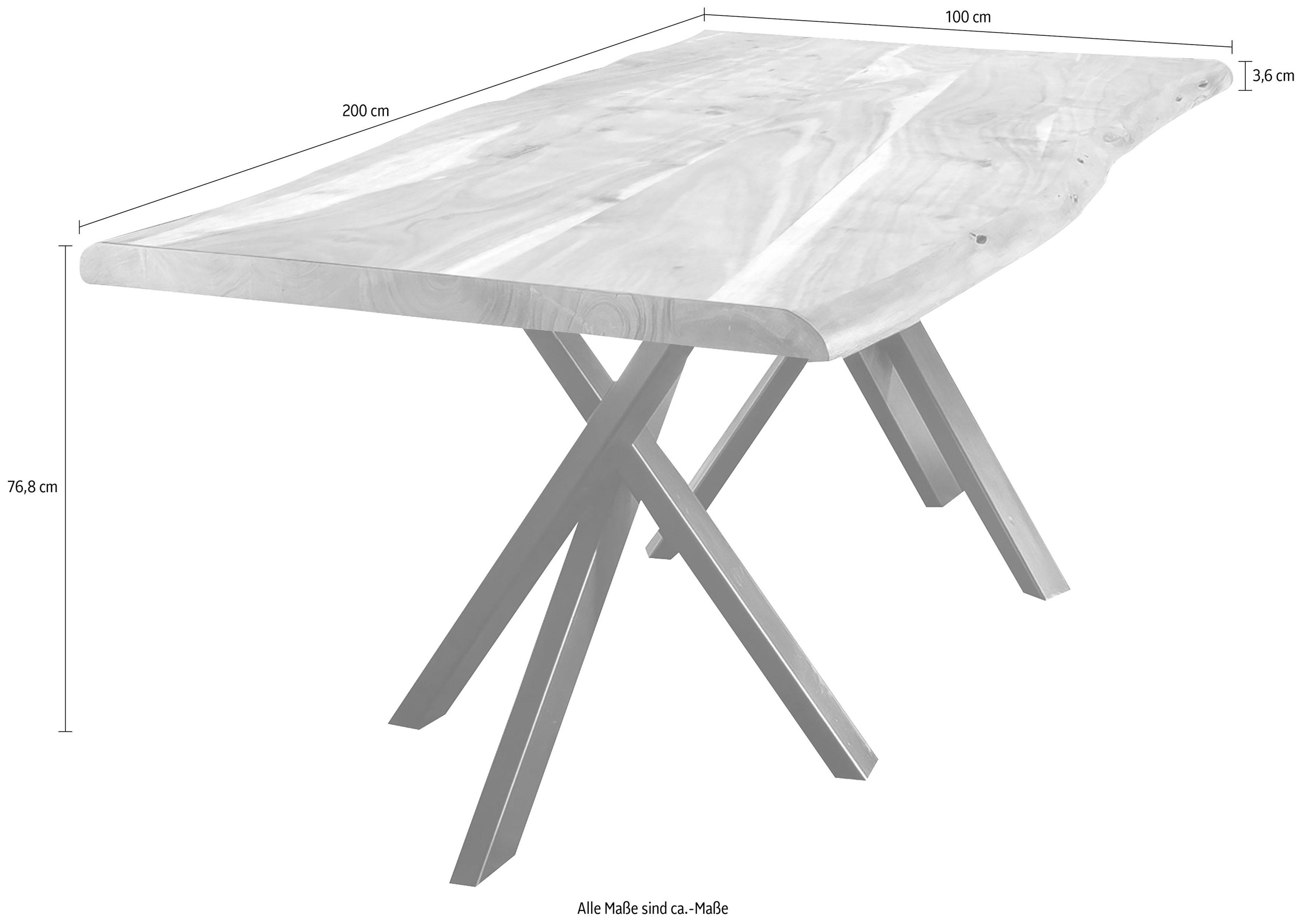 SIT Esstisch »Tables«, mit Baumkante und extravagantem Gestell aus Metall, Vintage