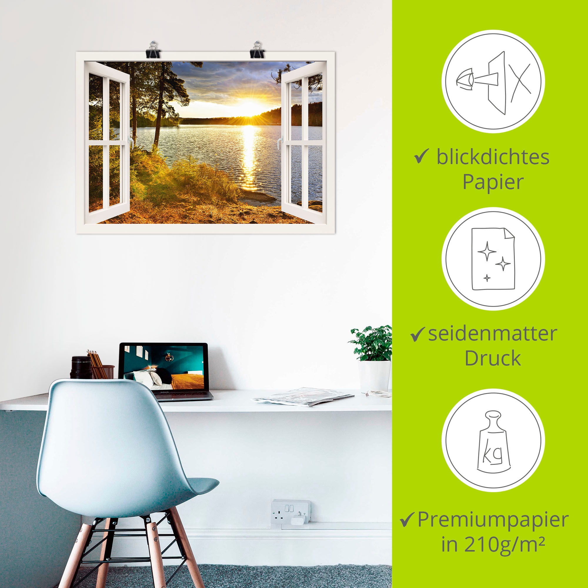 Artland Wandbild »Sonnenuntergang im Algonquin Park«, Fensterblick, (1 St.), als Leinwandbild, Poster, Wandaufkleber in verschied. Größen