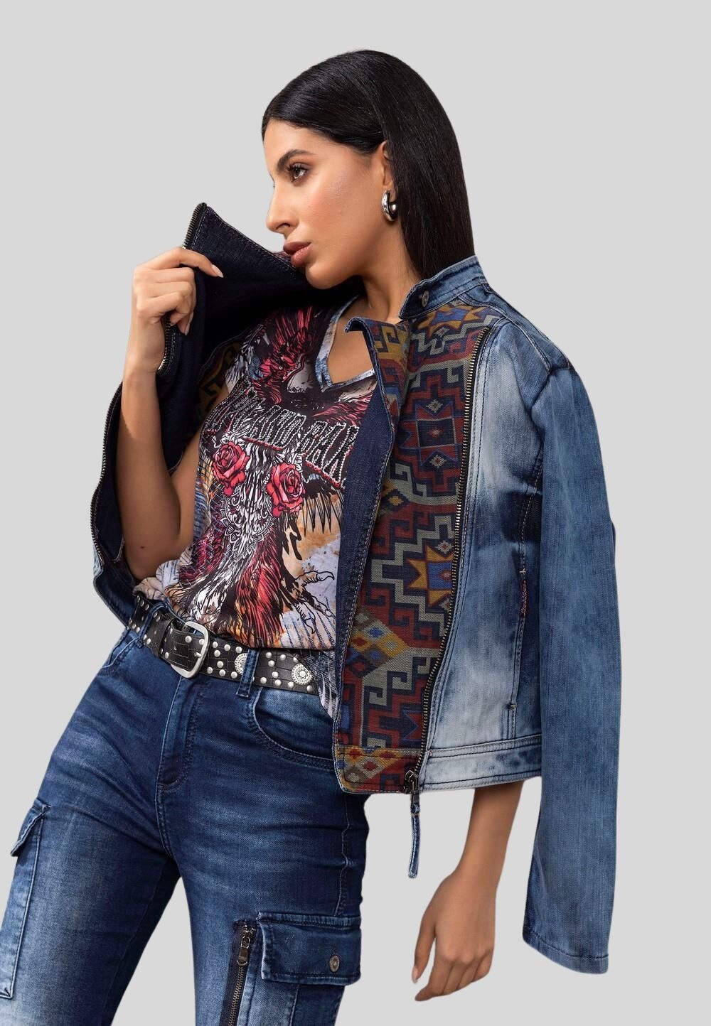 Cipo & Baxx Jeansjacke »JEANS JACKET«, ohne Kapuze, modisches Statement