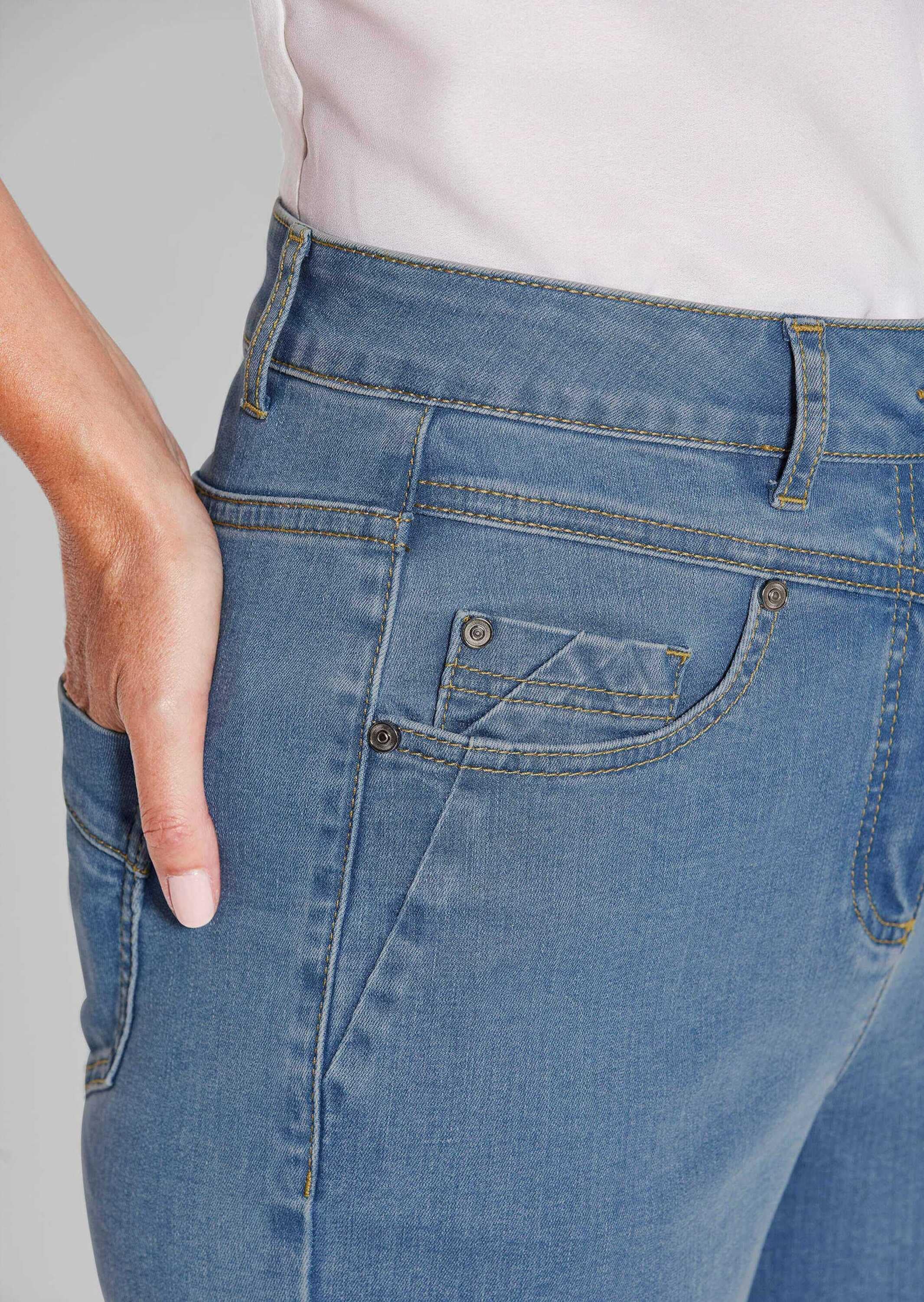 GOLDNER Stretch-Jeans »Weite Jeans VERA in Blau, Kontrastnähte«