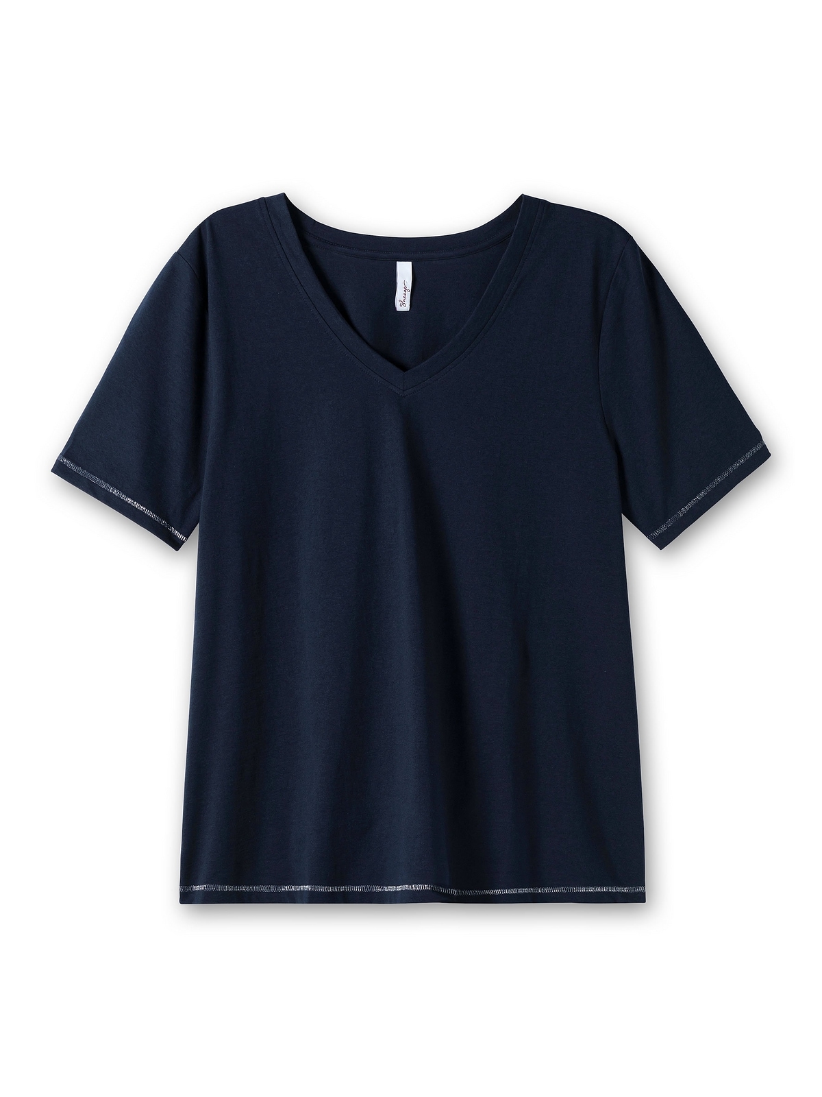 Sheego für kaufen Größen«, kleinem Glitzerdruck auf | mit der BAUR Schulter T-Shirt »Große