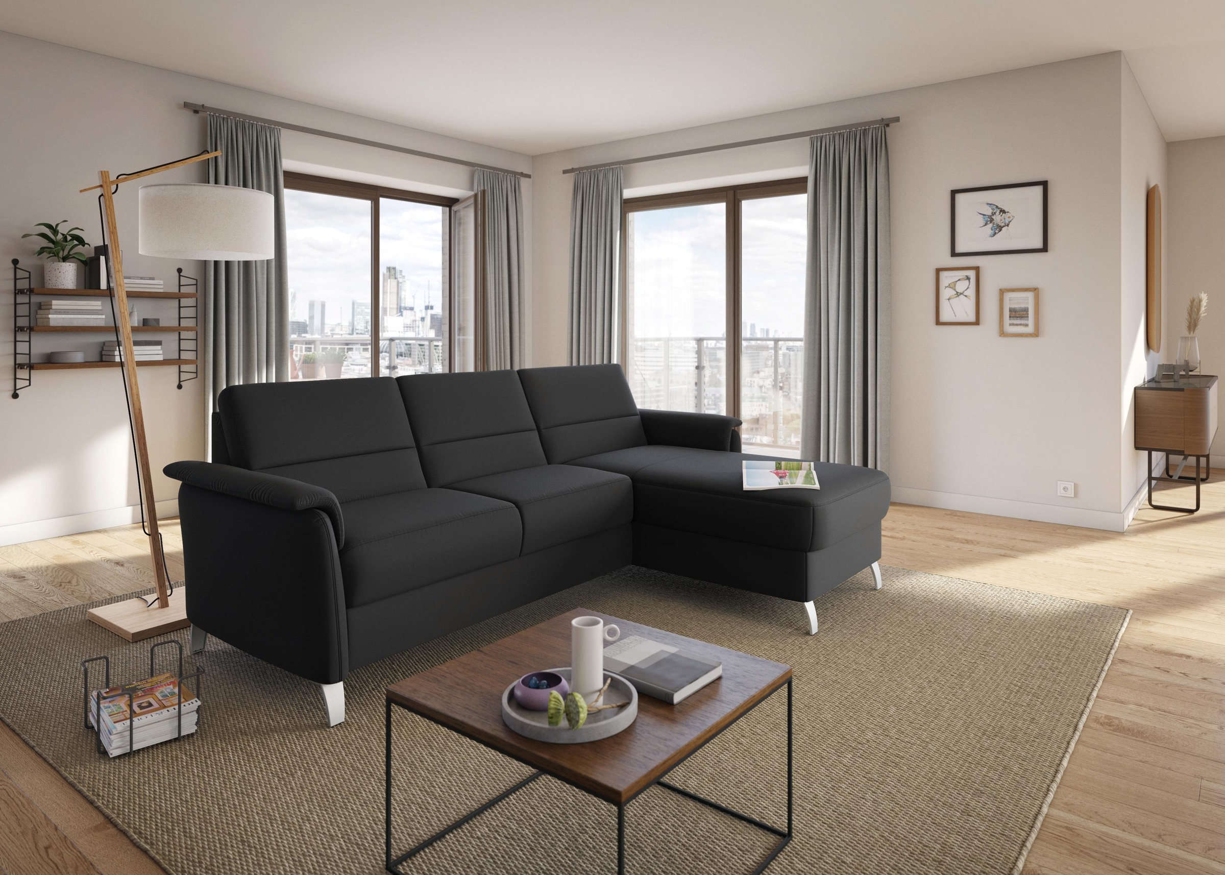 sit&more Ecksofa »Palmera L-Form«, Federkern, wahlweise mit Bettfunktion und mit/ohne Stauraum