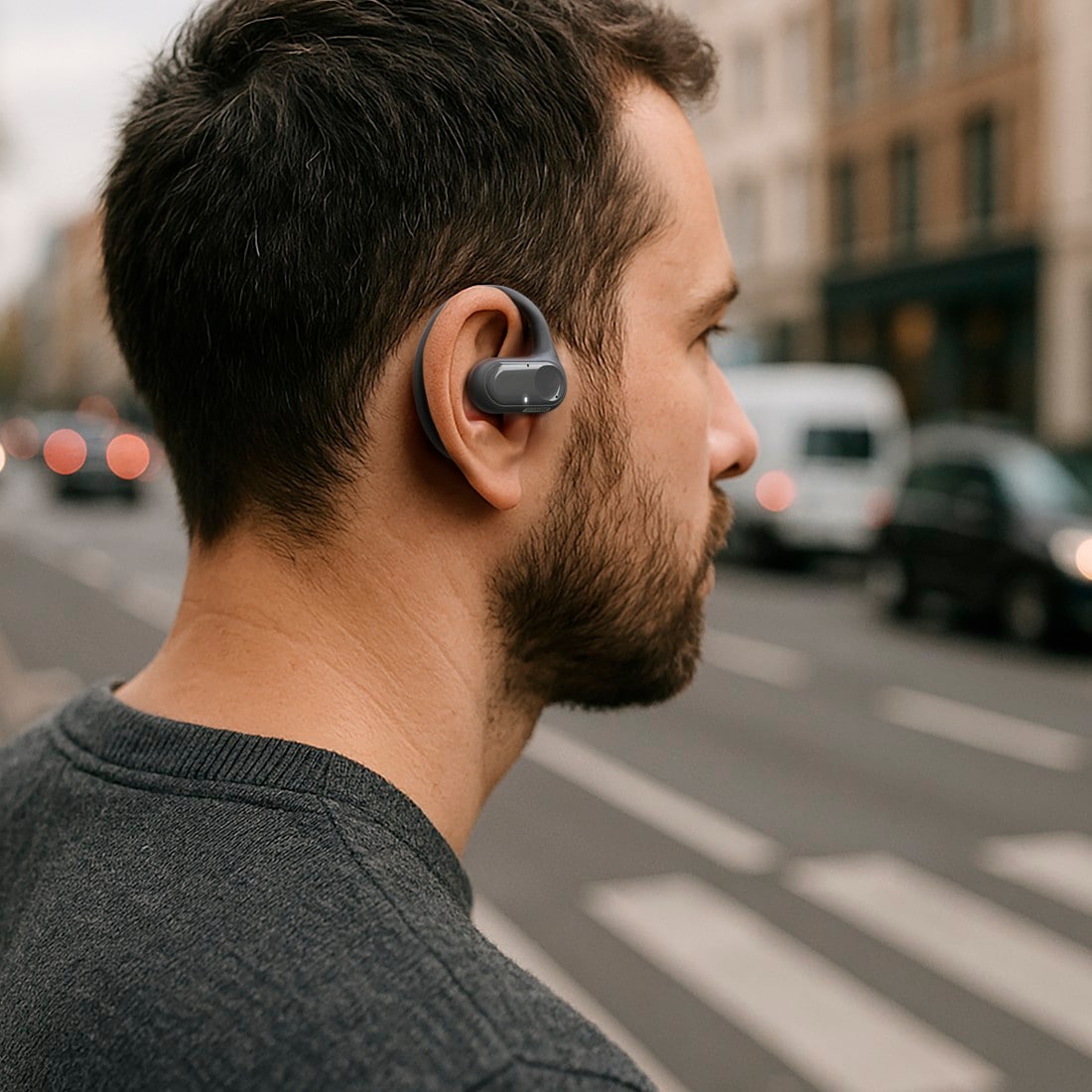 Hama Open-Ear-Kopfhörer »„Spirit Open“ (18 hAkku, mit App, Ohrbügel, IPX4)« A2DP Bluetooth | AVRCP Bluetooth | HFP Environmental Noise Cancelling (ENC) | Freisprechfunktion | Google Assistant | Sprachsteuerung | True Wireless