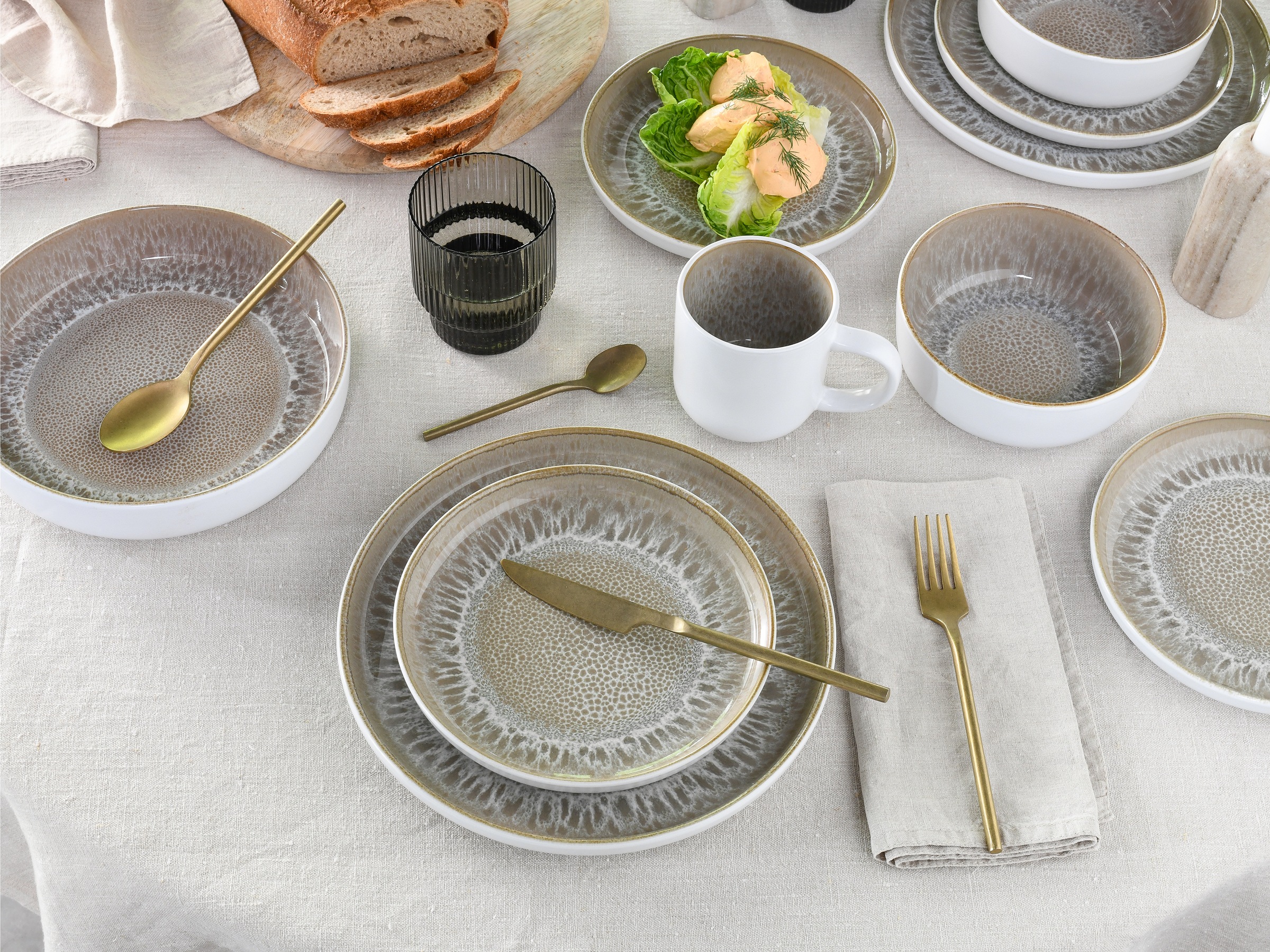 Thumbnail - my home Kombiservice "modernes Geschirr-Set, Service Nydala" hohe Haltbarkeit, spülmaschinen- & mikrowellengeeignet, Rea...